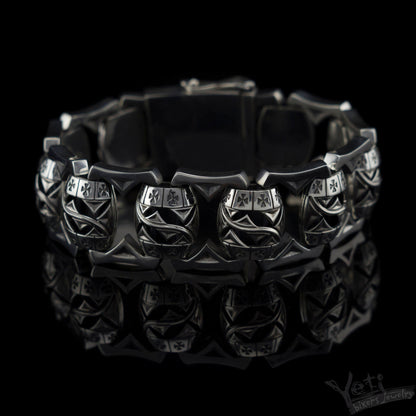 Brutalist silver bracelet Maltese cross "Royal Blessing"