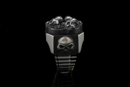 Mens ring Revolver ring Cylinder Silver ring Skull ring Skull jewelry One shot, One kill...
