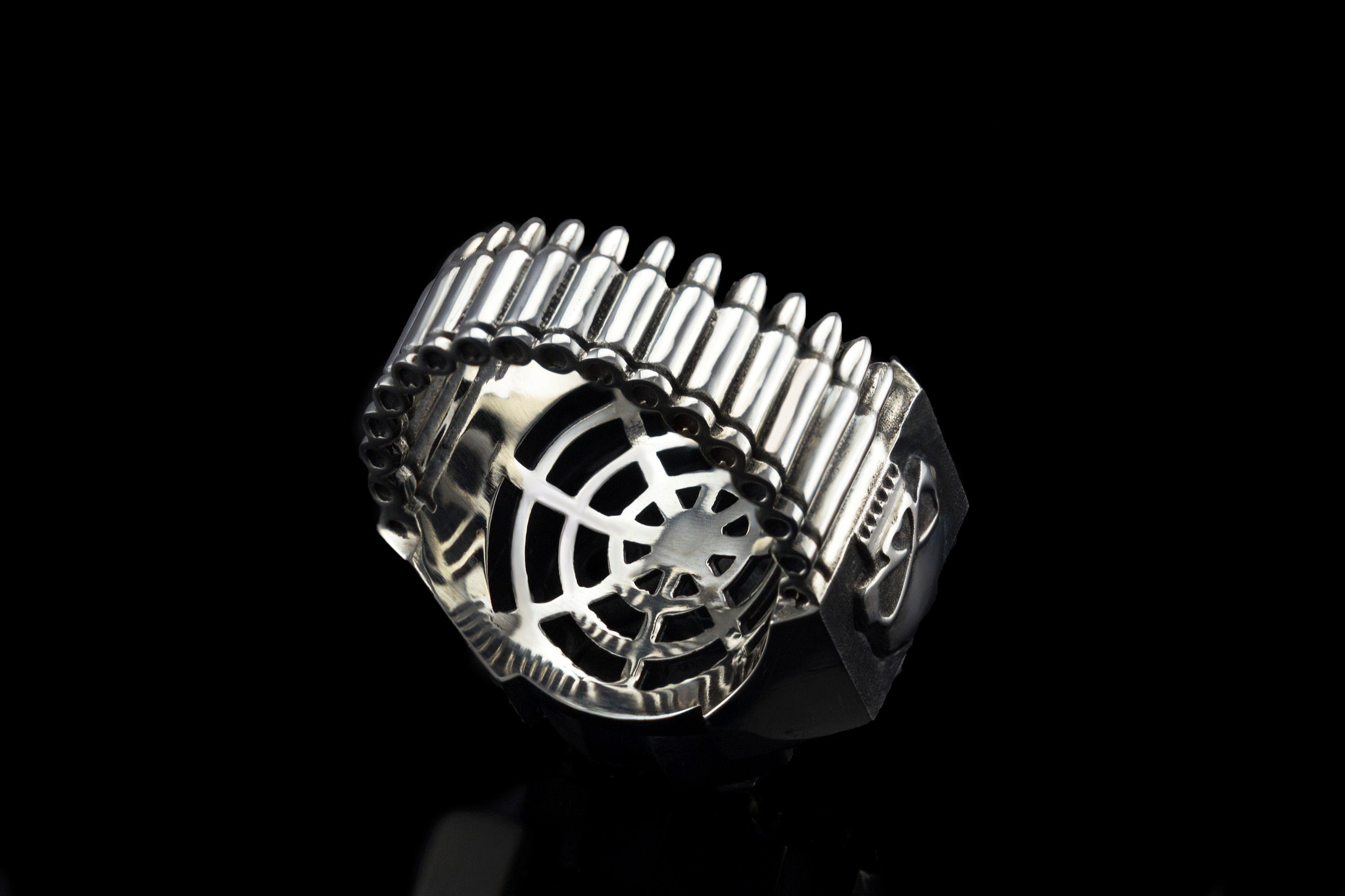 Mens ring Revolver ring Cylinder Silver ring Skull ring Skull jewelry One shot, One kill...