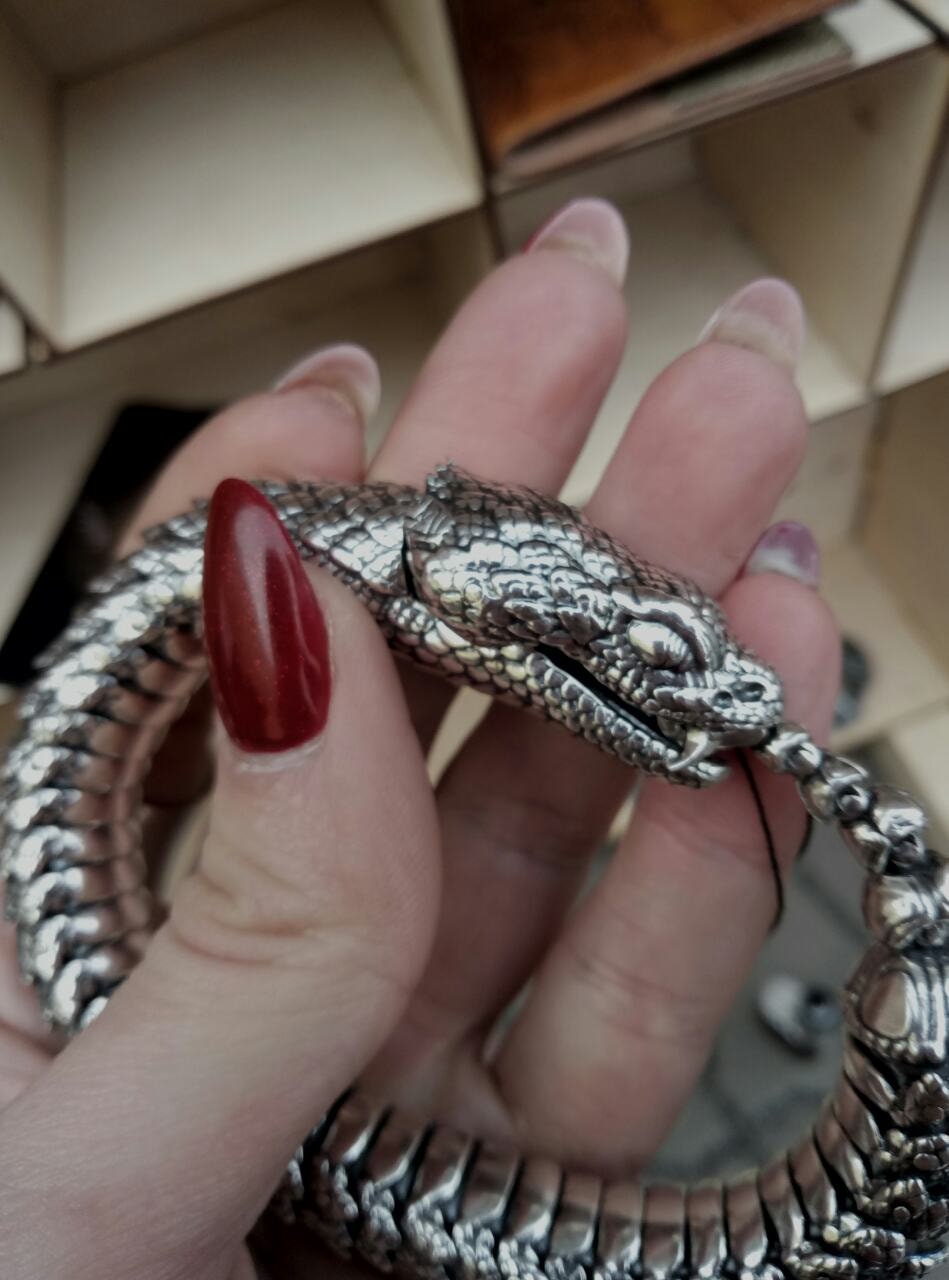 Snake bracelet Silver Snake jewelry Heavy Serpent bracelet Cobra Thermoutis biker jewelry