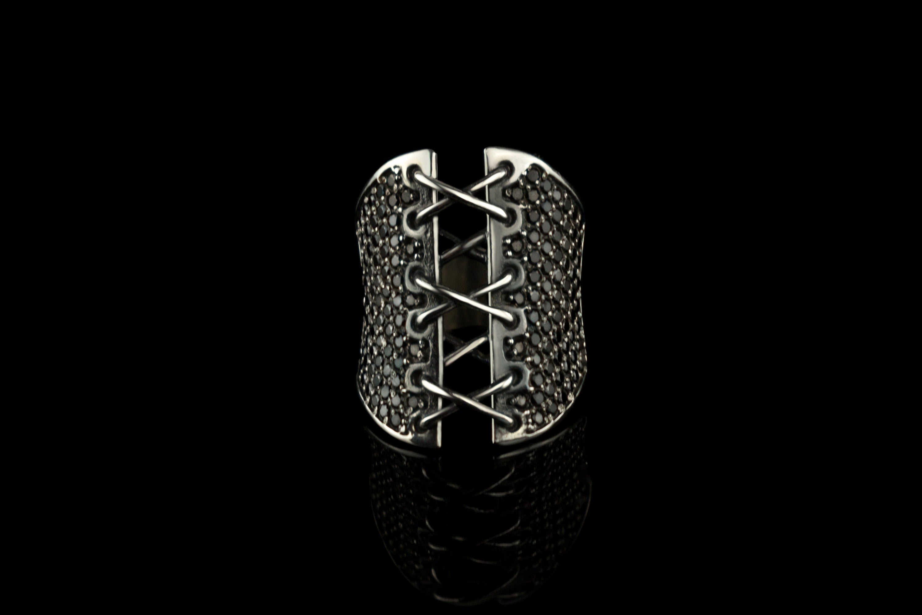 Corset Ring Goth jewelry  Wide Band ring,