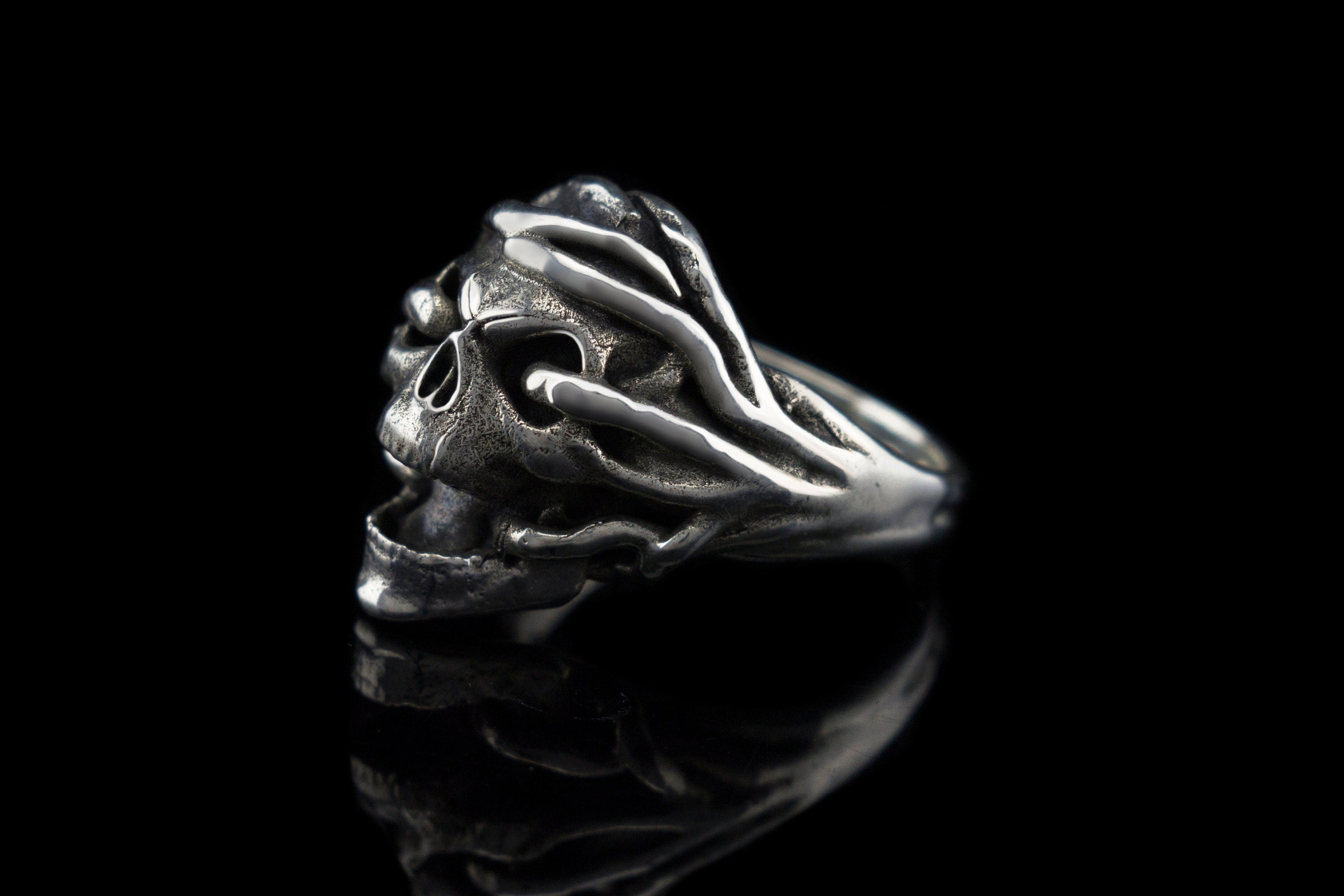 Men's ring Skull ring Silver skull ring  Brutalist Skull jewelry for men Biker ring Biker jewelry motorcycle men ring Root