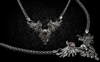 Women skull necklace Gothic jewelry Dark Angel