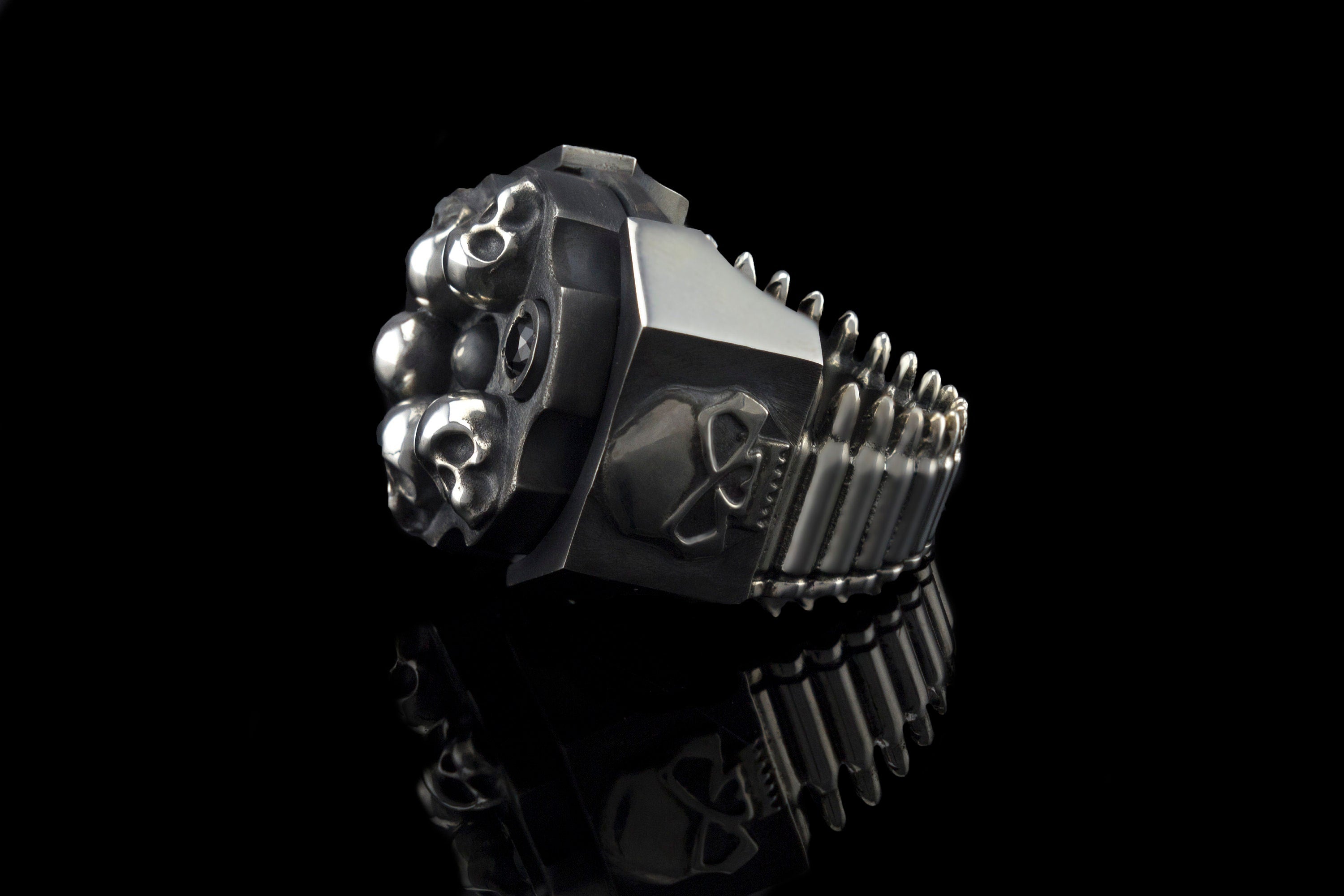 Mens ring Revolver ring Cylinder Silver ring Skull ring Skull jewelry One shot, One kill...