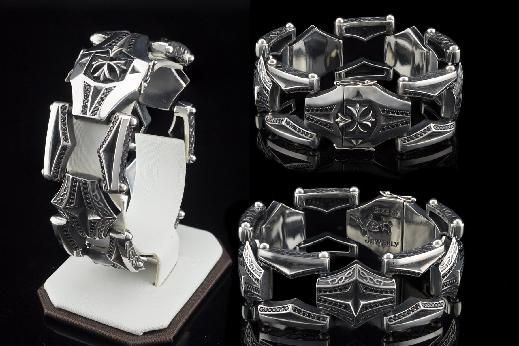 Silver men's bracelet Biker jewelry Silver sterling bracelet Gift for man Rocker jewelry