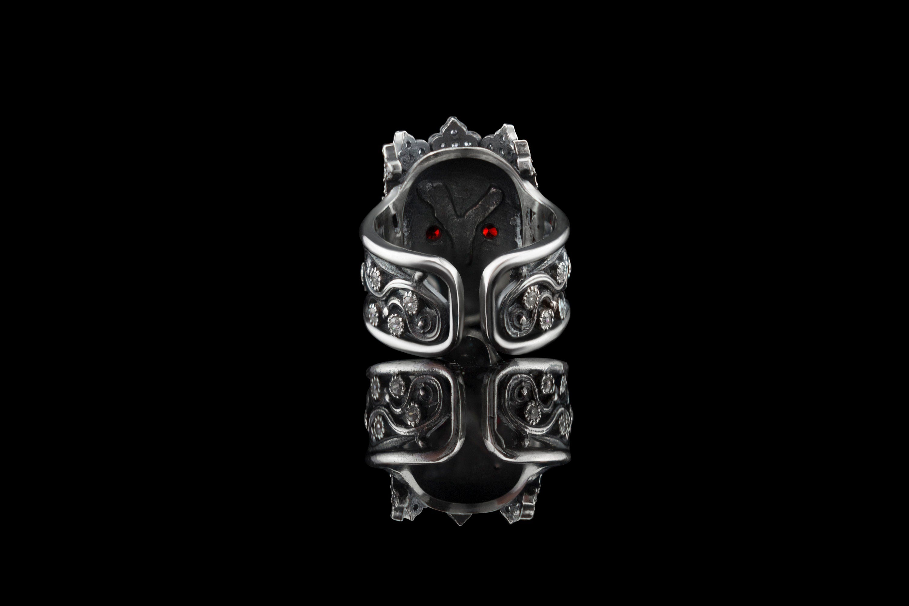 Santa Muerte Women skull ring Silver ring Crown Bikers jewelry Skull jewelry Adjustable ring Dimensionless ring Queen of skulls