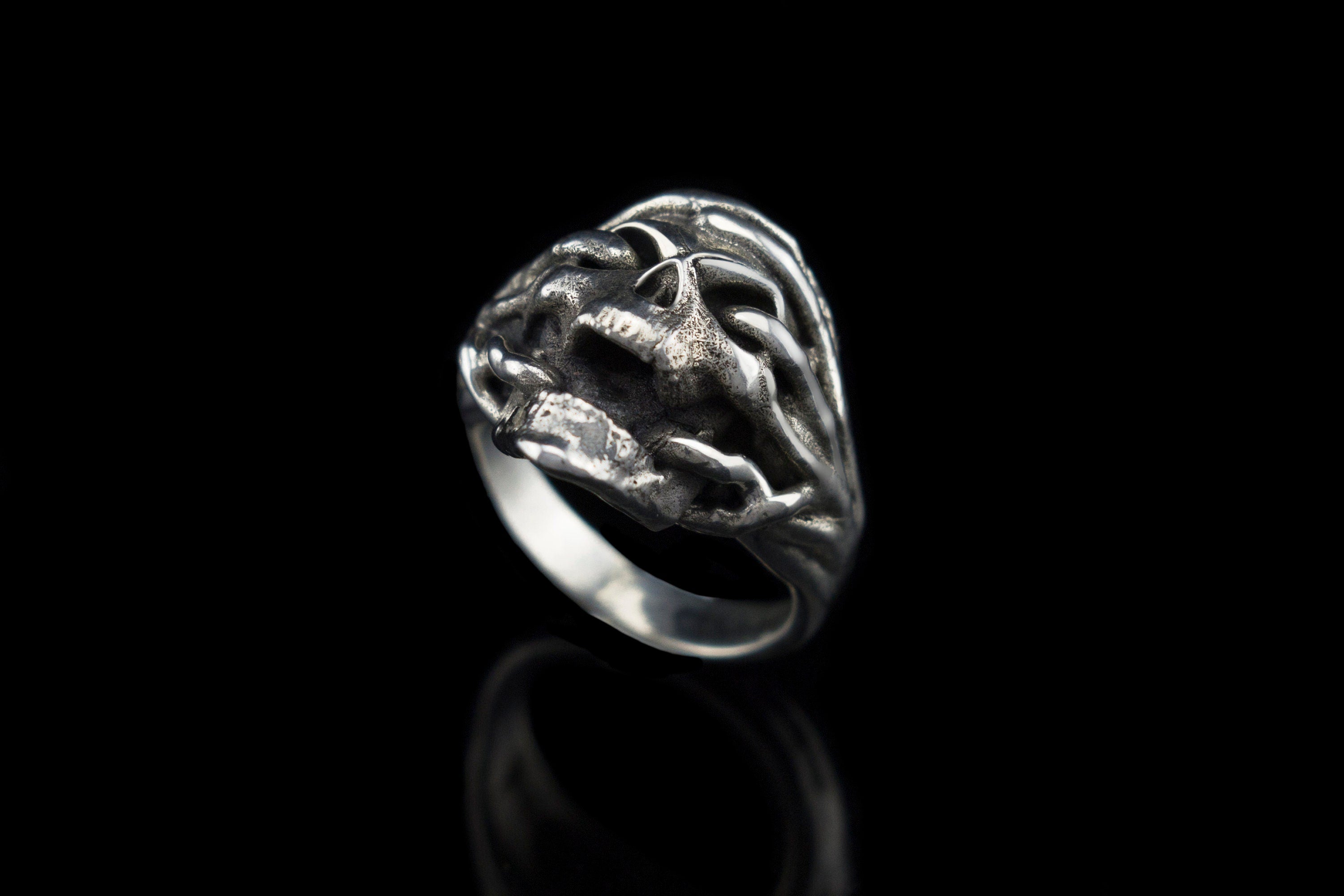 Men's ring Skull ring Silver skull ring  Brutalist Skull jewelry for men Biker ring Biker jewelry motorcycle men ring Root