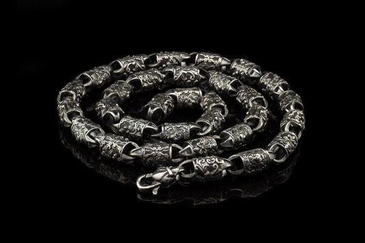 Men silver chain Biker jewelry  Very heavy chain Lion necklace Biker silver chain