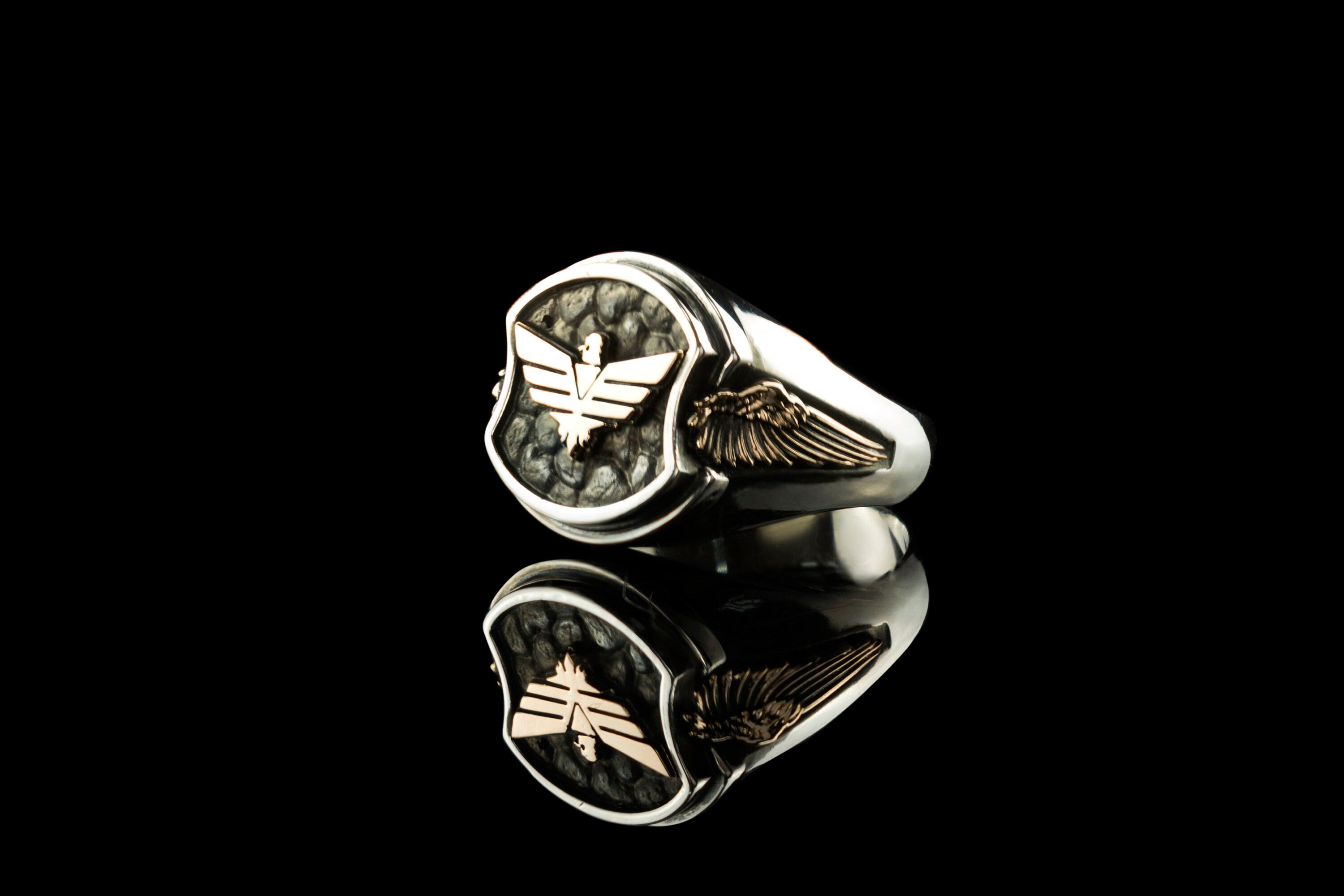 Biker ring Gold Wing ring Biker jewelry Motorcycle jewelry