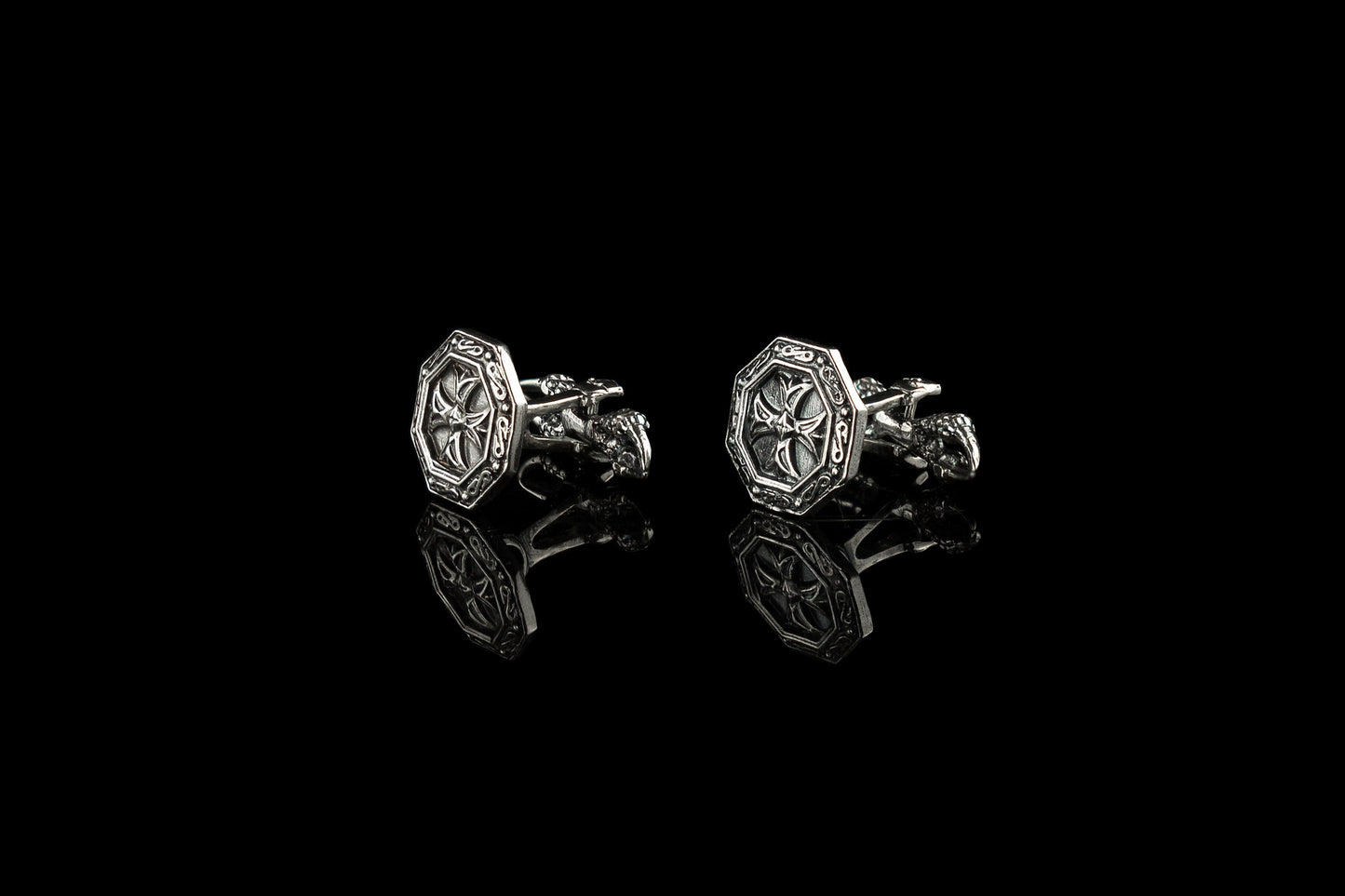 Silver cufflinks Groom accessories Men's wedding jewelry Silver cufflinks Cross