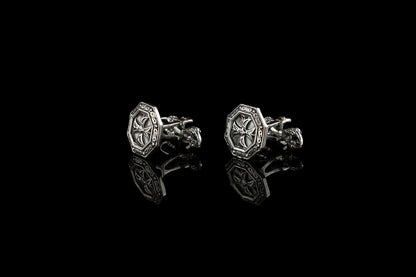 Silver cufflinks Groom accessories Men's wedding jewelry Silver cufflinks Cross