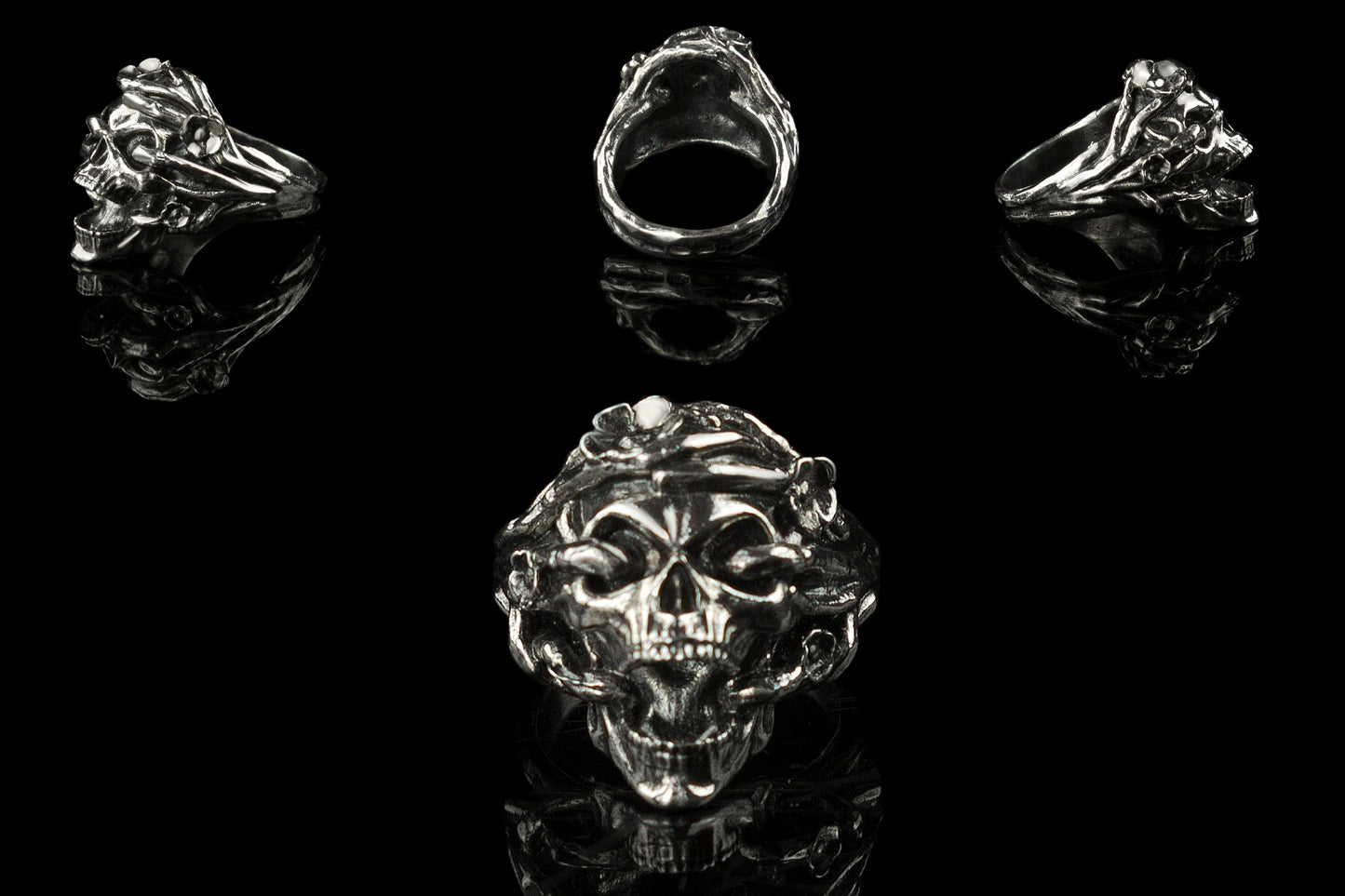 Silver skull women ring Forest witch Skull gift for women   Biker ring