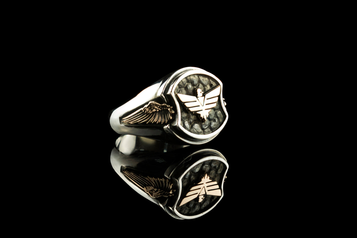 Biker ring Gold Wing ring Biker jewelry Motorcycle jewelry