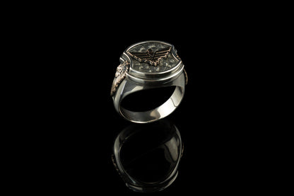 Biker ring Gold Wing ring Biker jewelry Motorcycle jewelry