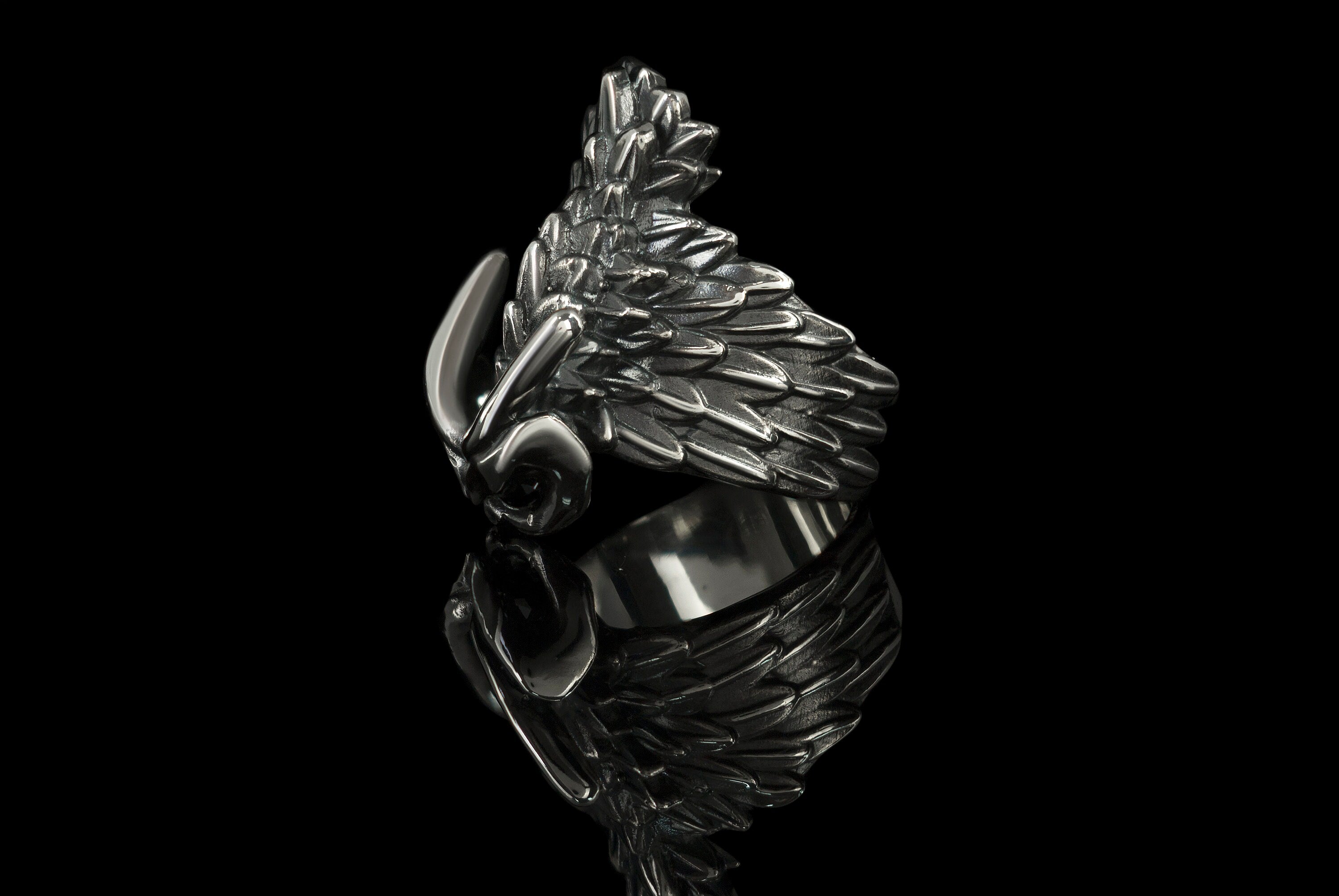 Silver owl ring Night bird jewelry Adjustable women's silver ring