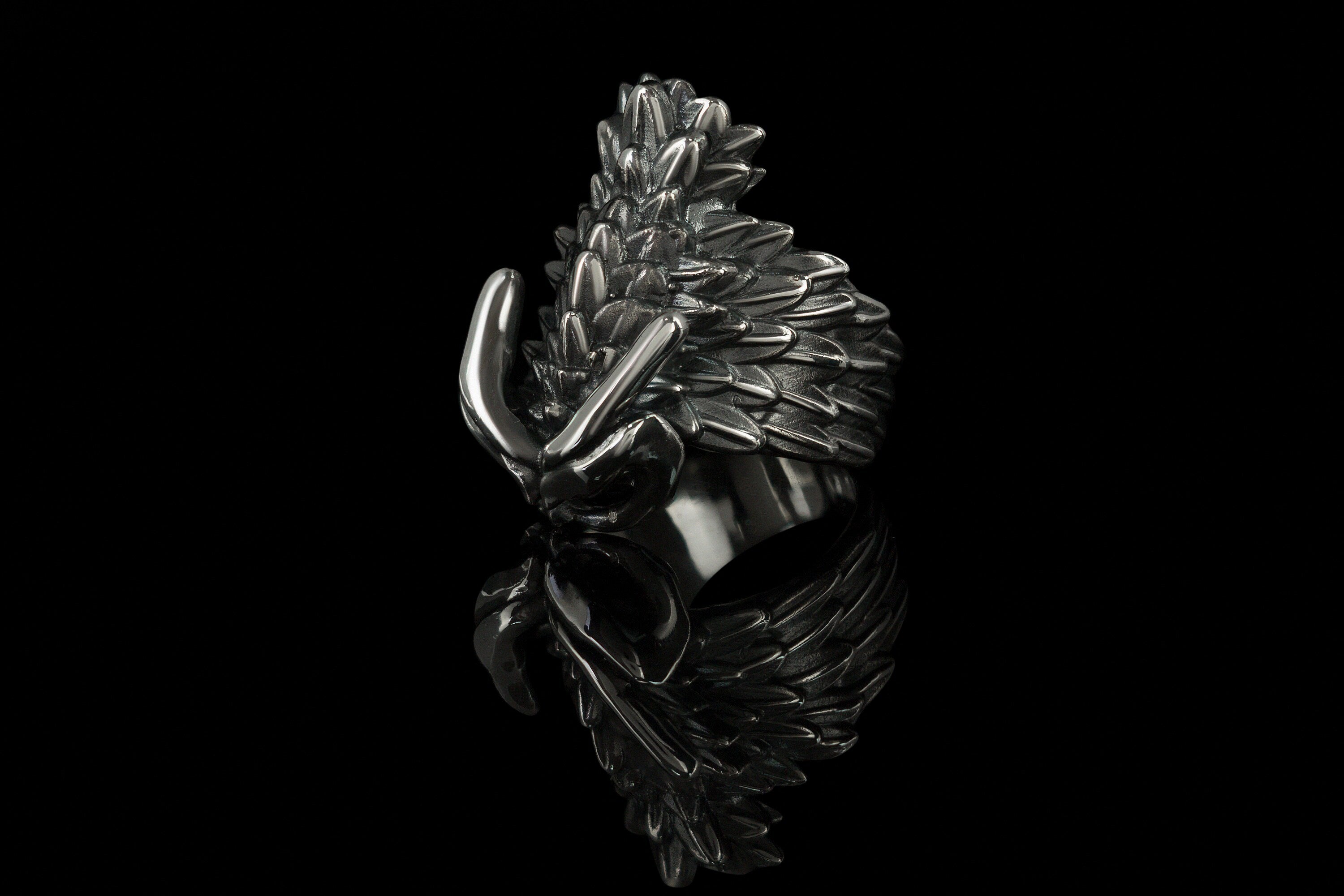 Silver owl ring Night bird jewelry Adjustable women's silver ring