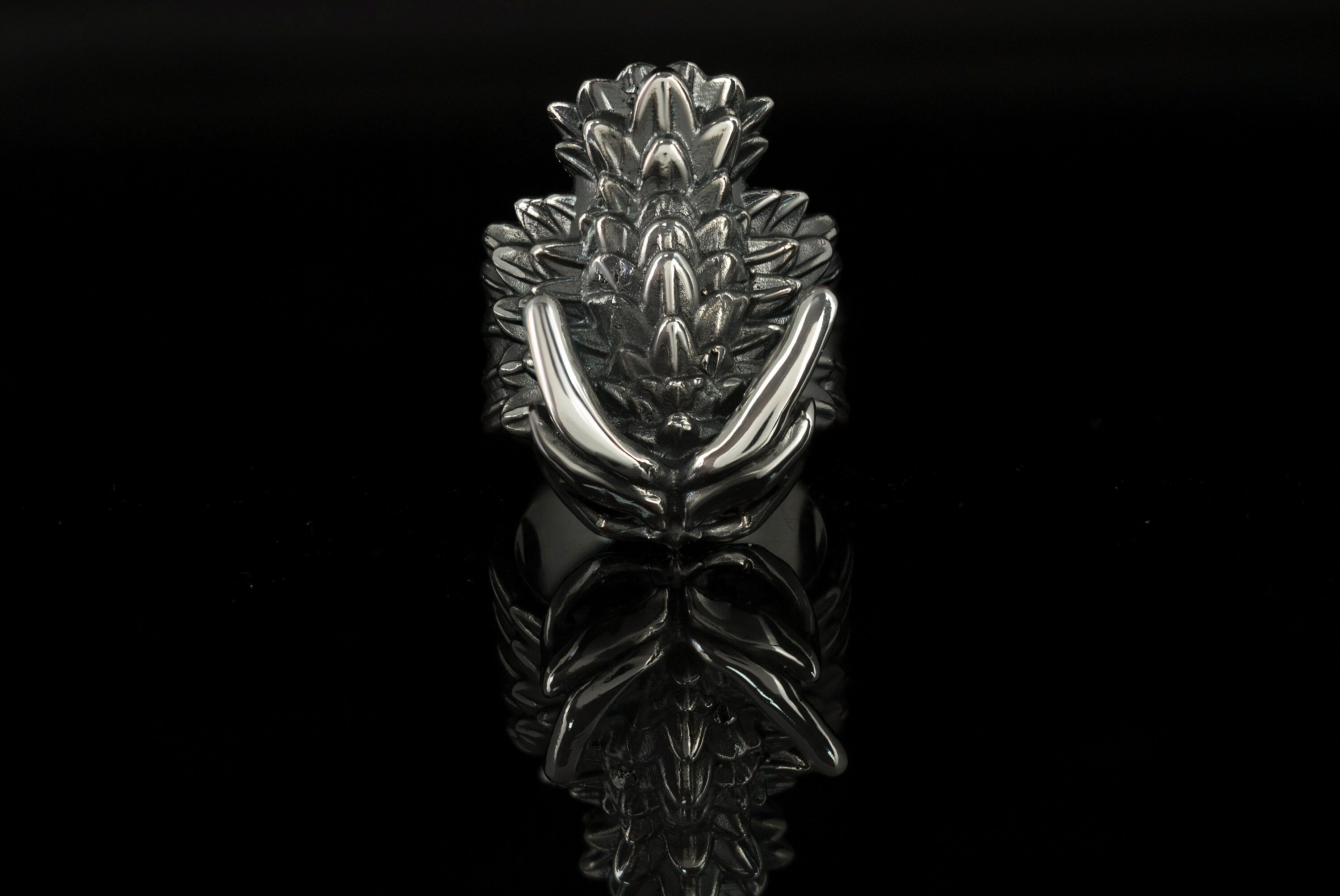 Silver owl ring Night bird jewelry Adjustable women's silver ring