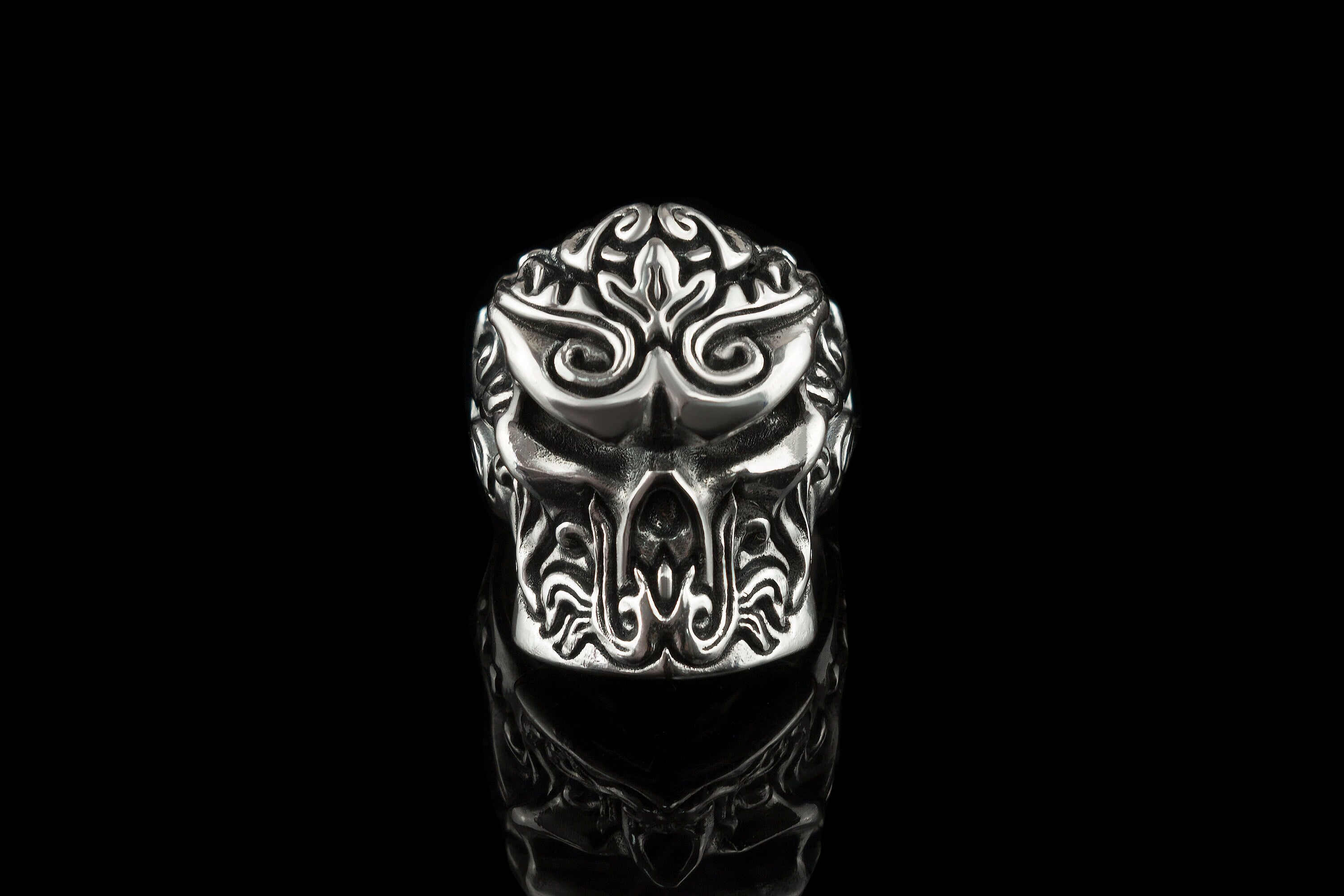 Mexican skull ring  Skull jewelry Earl Heavy ring Brutal style Black skull ring Biker jewelry