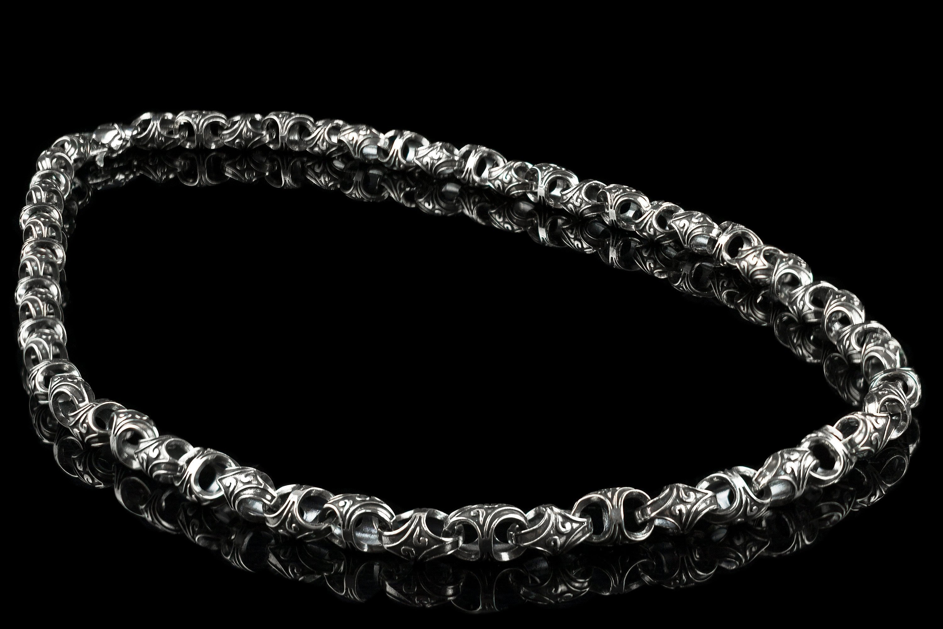 Silver necklace Men's chain Brutal jewelry Biker chain jewelry Hand made jewelry 60 cm necklace