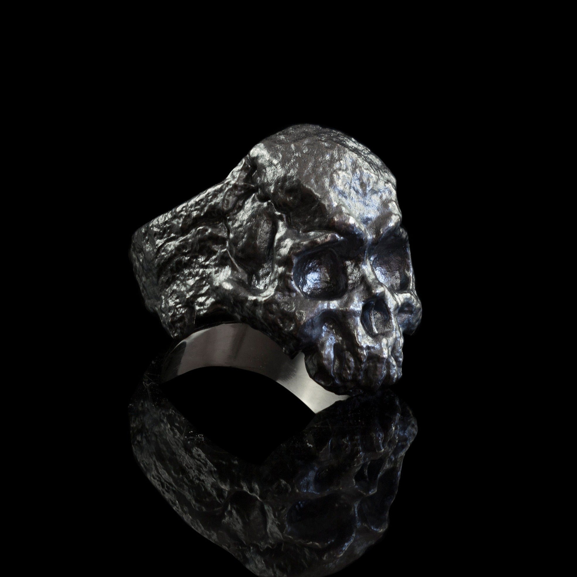 Skull ring Skull jewelry Black skull ring Gift for biker Biker jewelry Silver skull ring