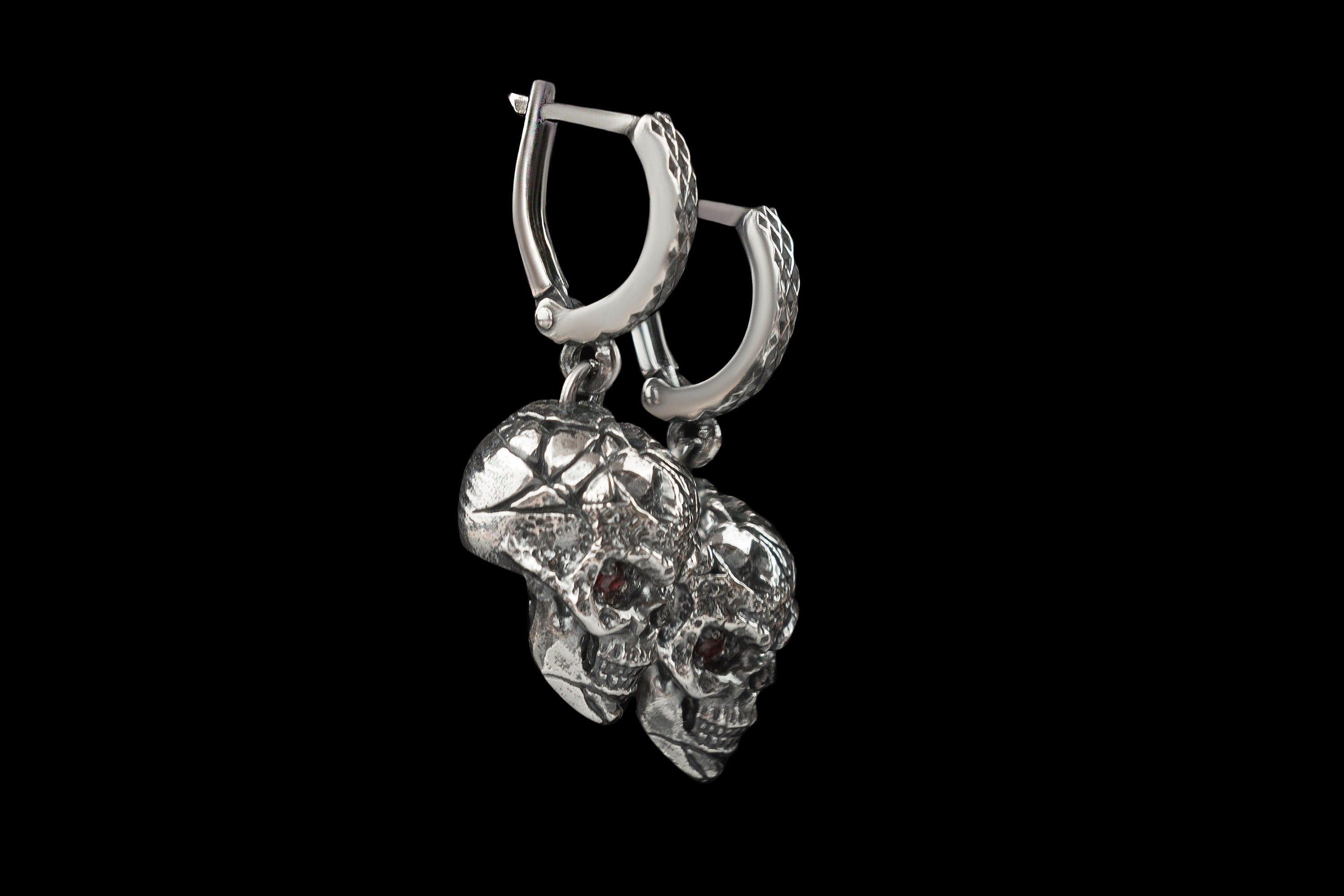 Silver skull earrings Bikers jewelry Skull jewelry Brutal earrings