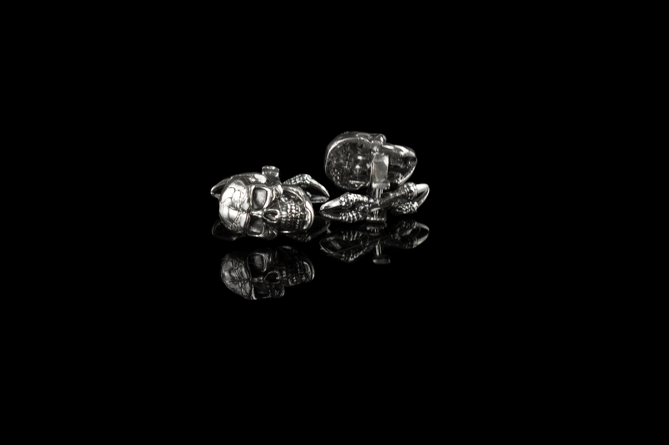 Skull cufflinks Silver skull accessories Biker jewelry Biker cufflinks  Brutal accessories