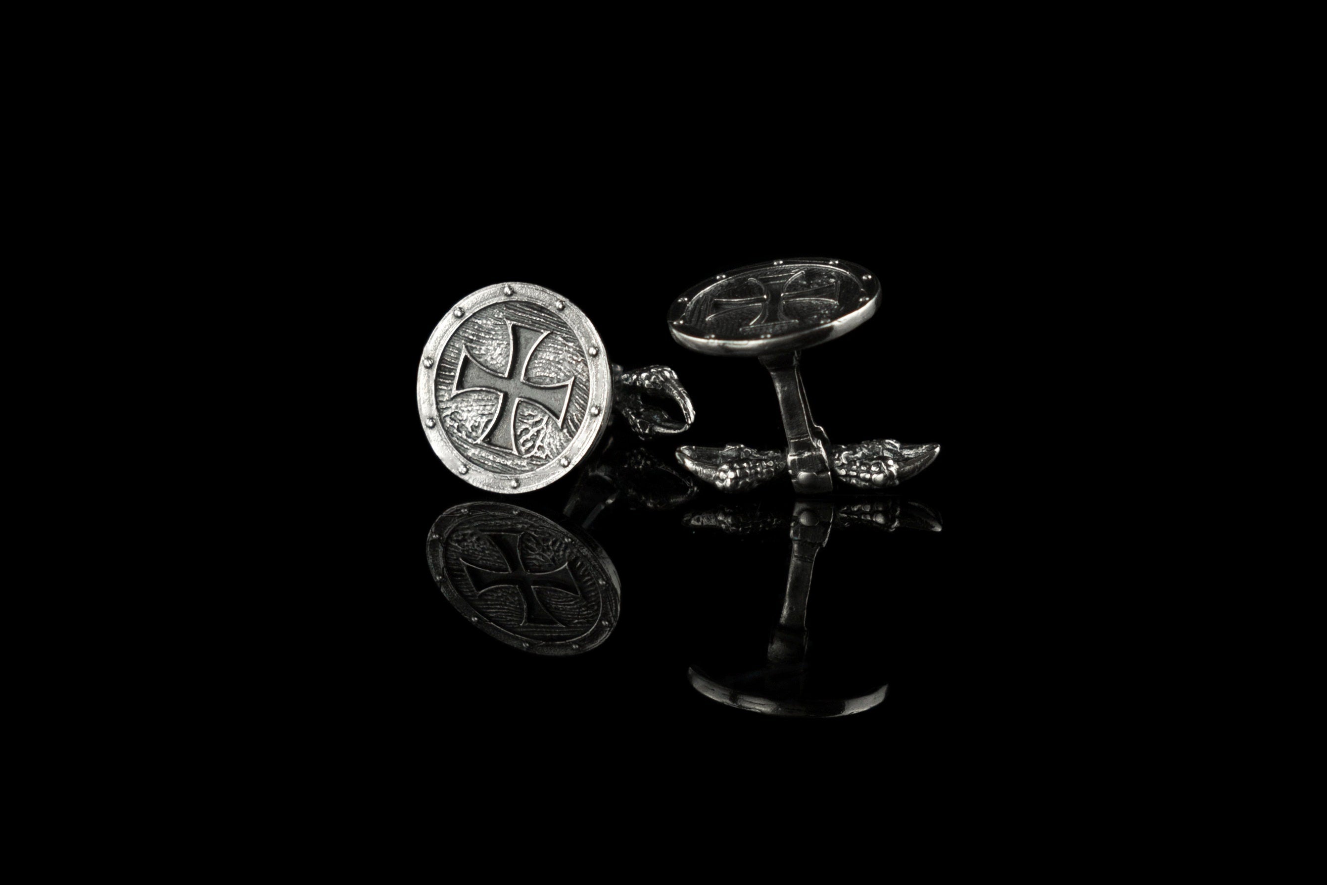 Silver cuff links Maltese cross Brutal accessories Biker cuff links Silver cufflinks