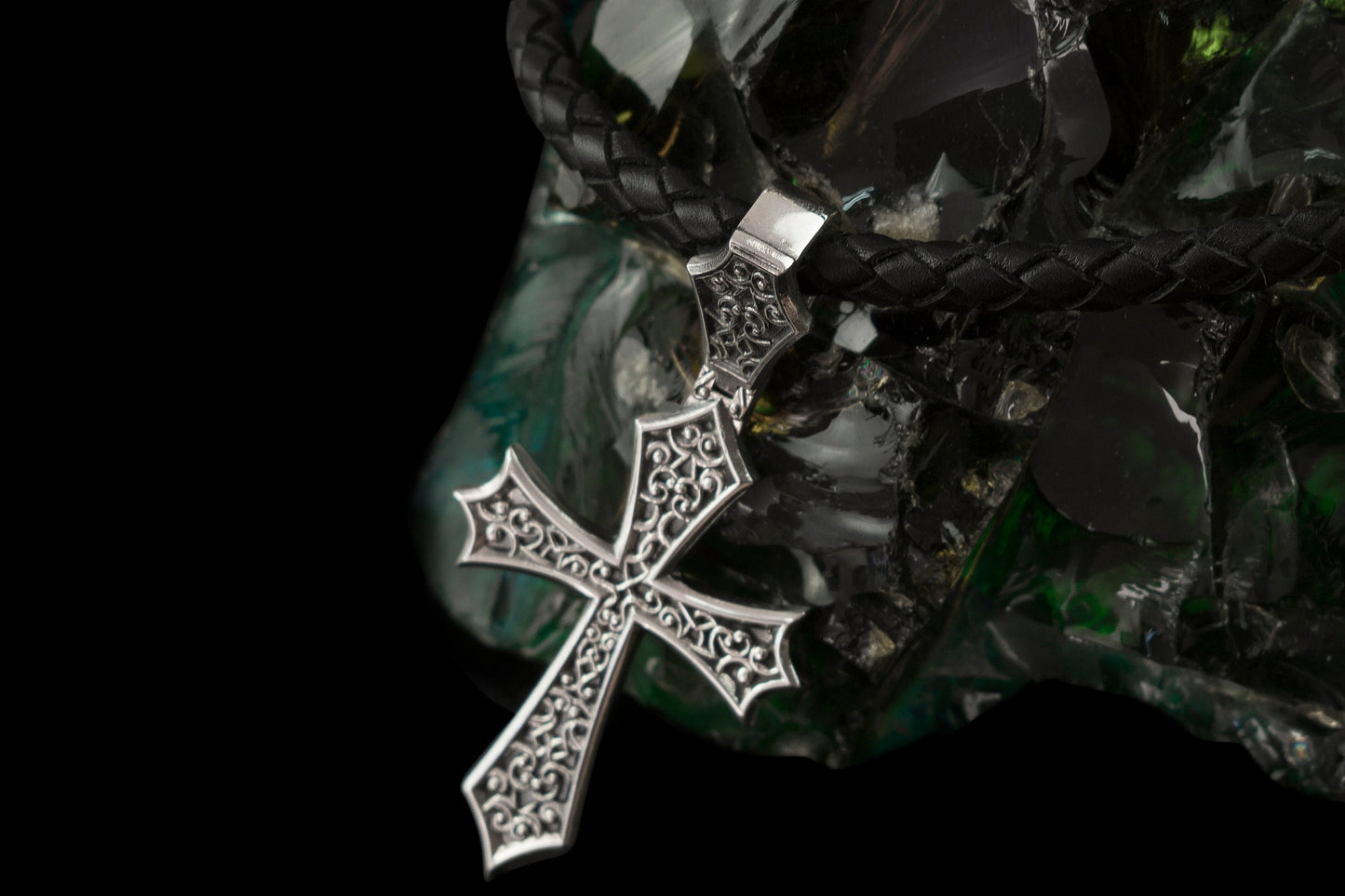 Gothic Cross Pendant, Vesper Cross, Sterling Silver 925