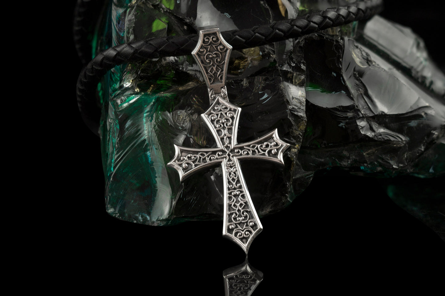 Gothic Cross Pendant, Vesper Cross, Sterling Silver 925