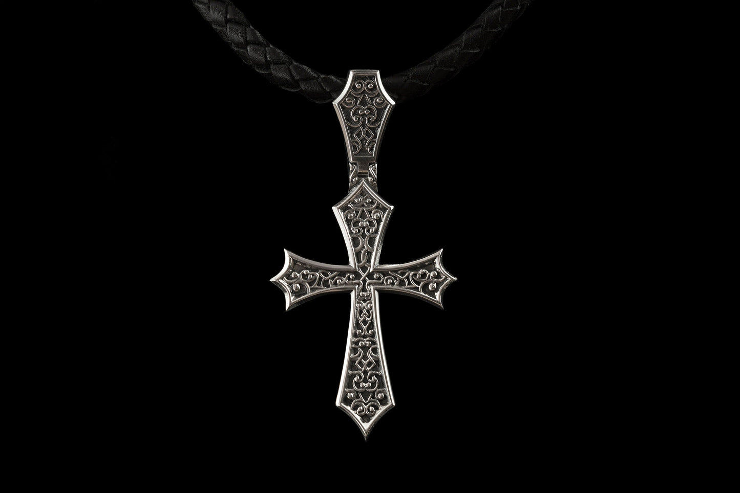 Gothic Cross Pendant, Vesper Cross, Sterling Silver 925
