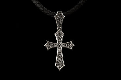 Gothic Cross Pendant, Vesper Cross, Sterling Silver 925