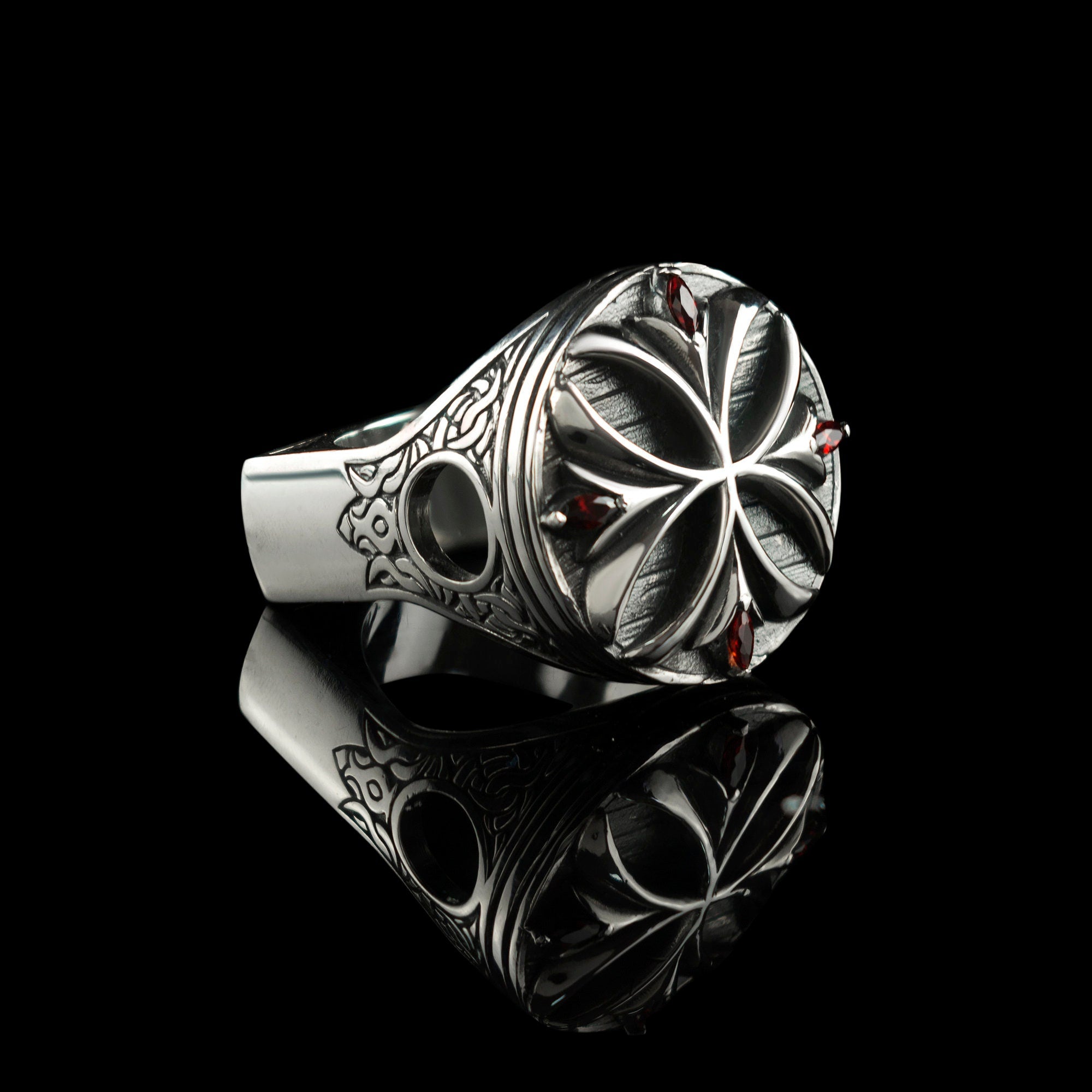 Men's solid ring Biker jewelry Biker silver ring