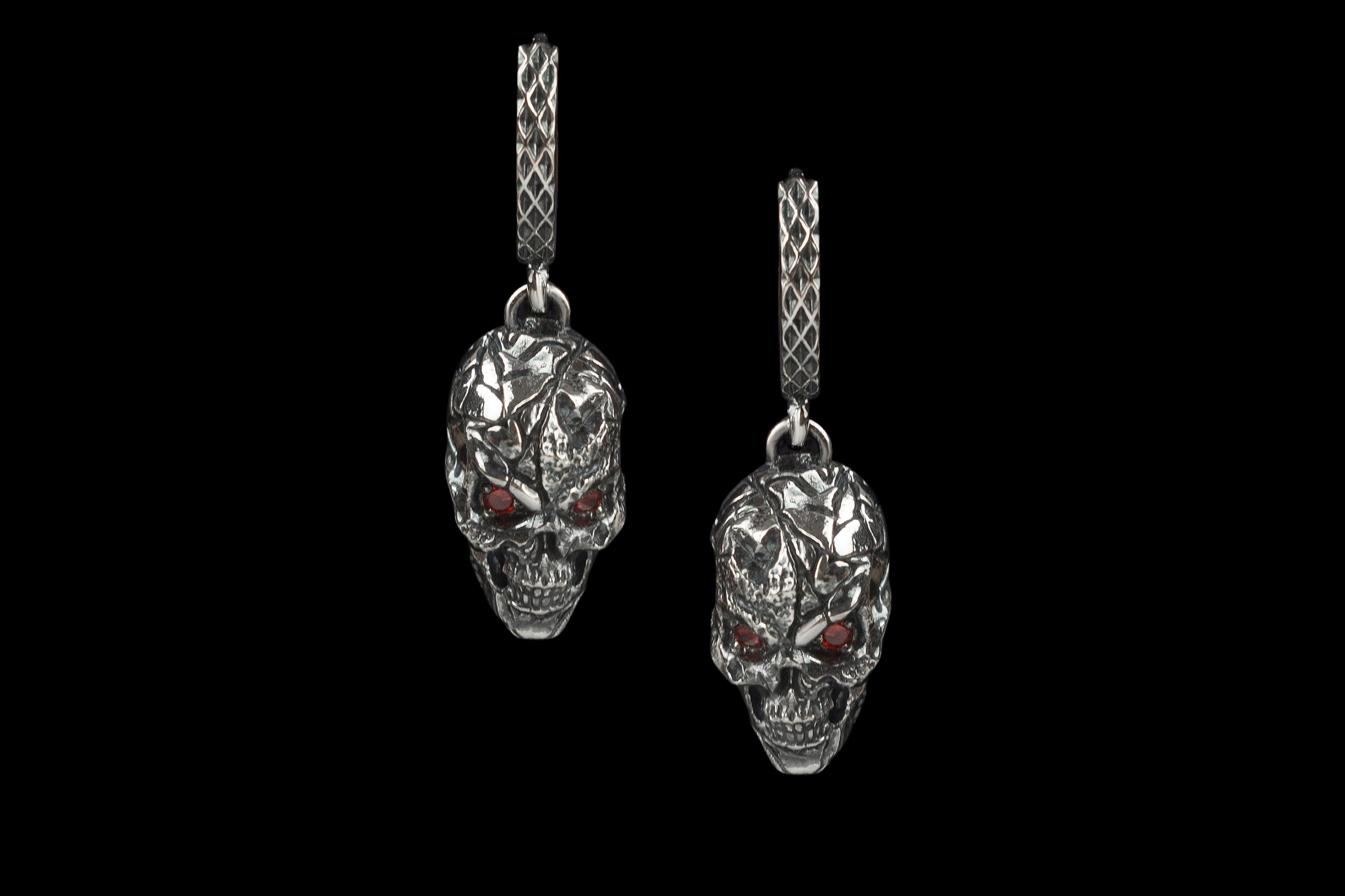 Silver skull earrings Bikers jewelry Skull jewelry Brutal earrings