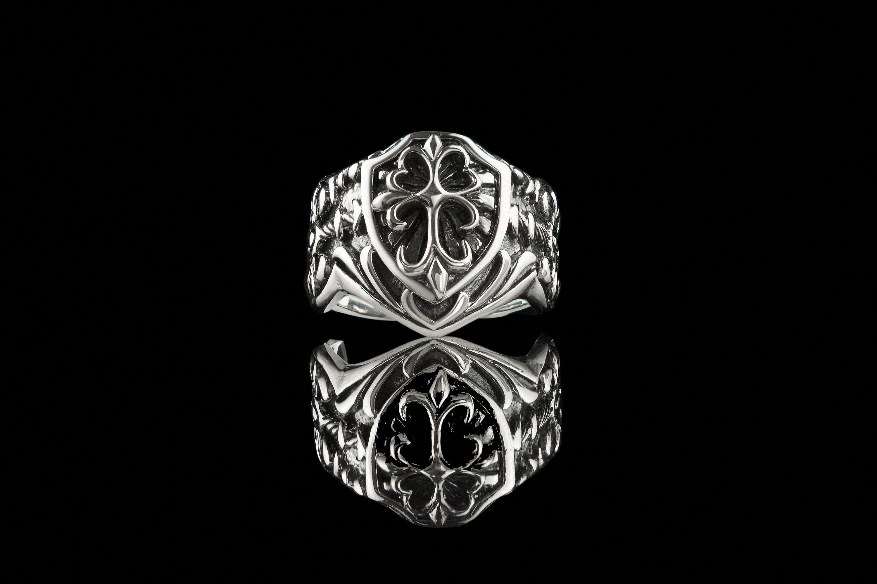 Silver men ring Medieval cross Biker's jewelry Cross ring