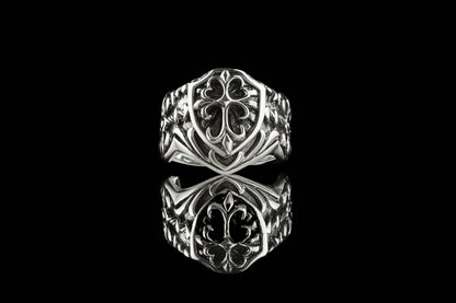 Silver men ring Medieval cross Biker's jewelry Cross ring
