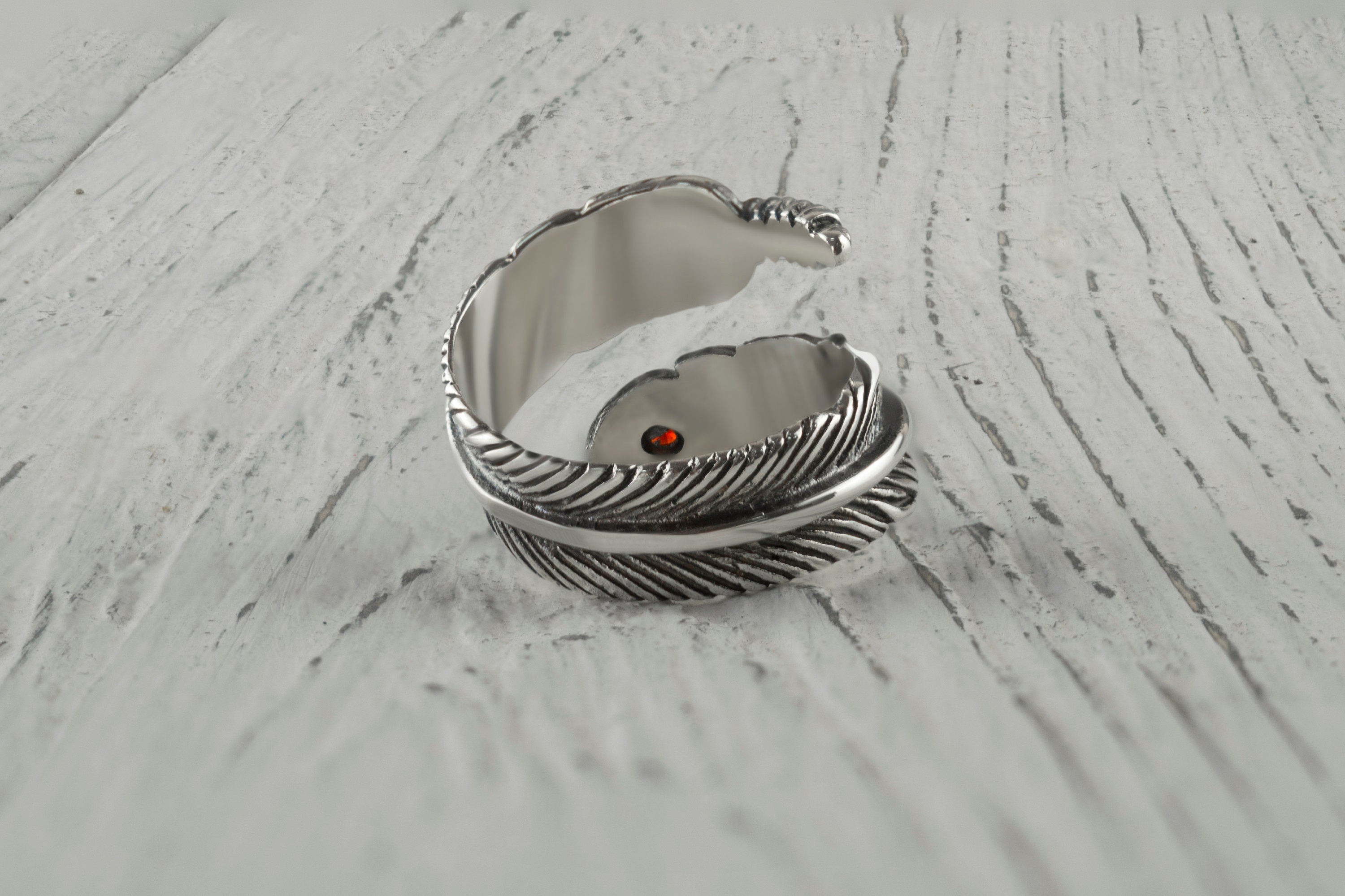 Adjustable  silver ring Women  feather ring  Сasual jewelry Gift for girlfriend