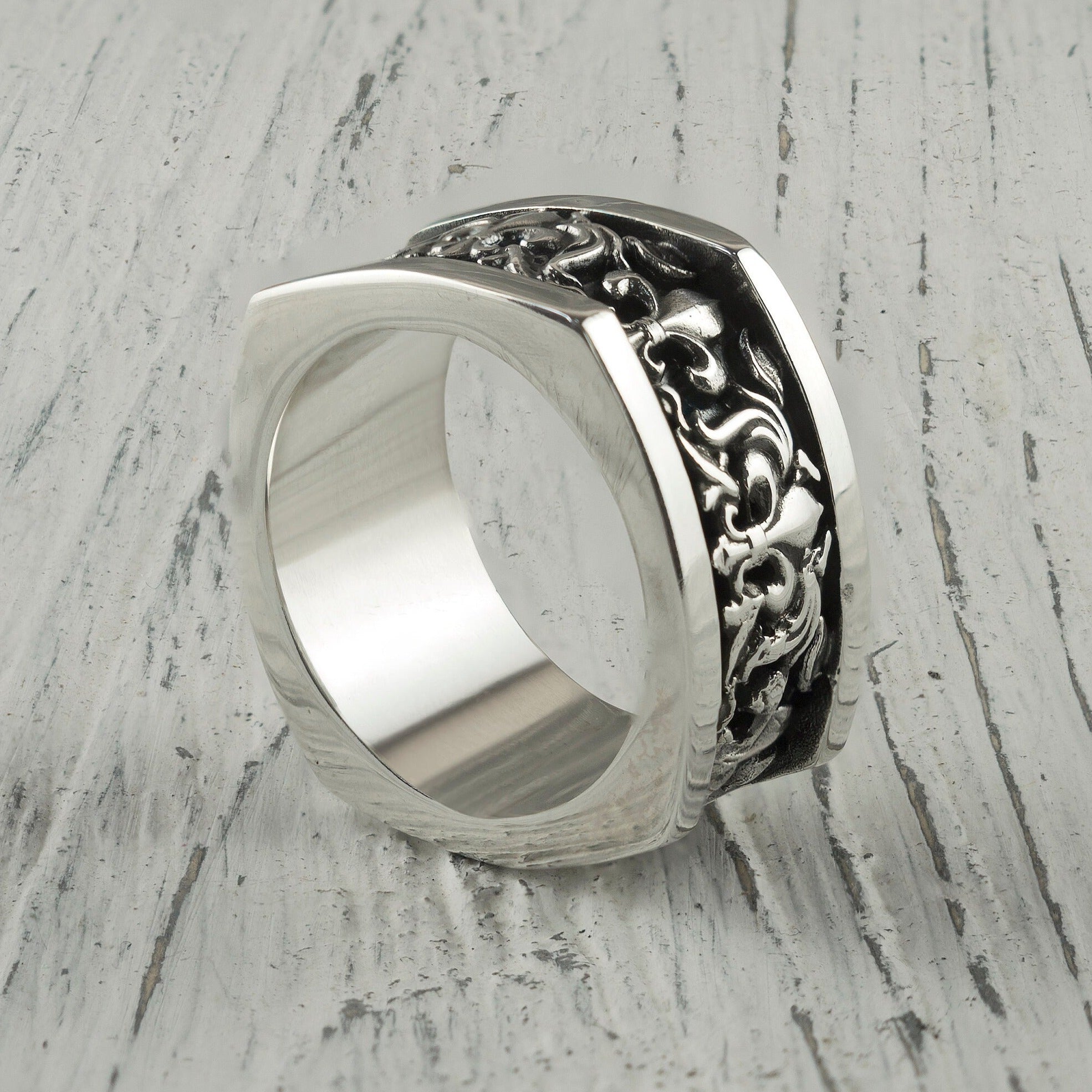 Fleur de Lis ring Biker ring Silver Fleur de Lis ring French lily