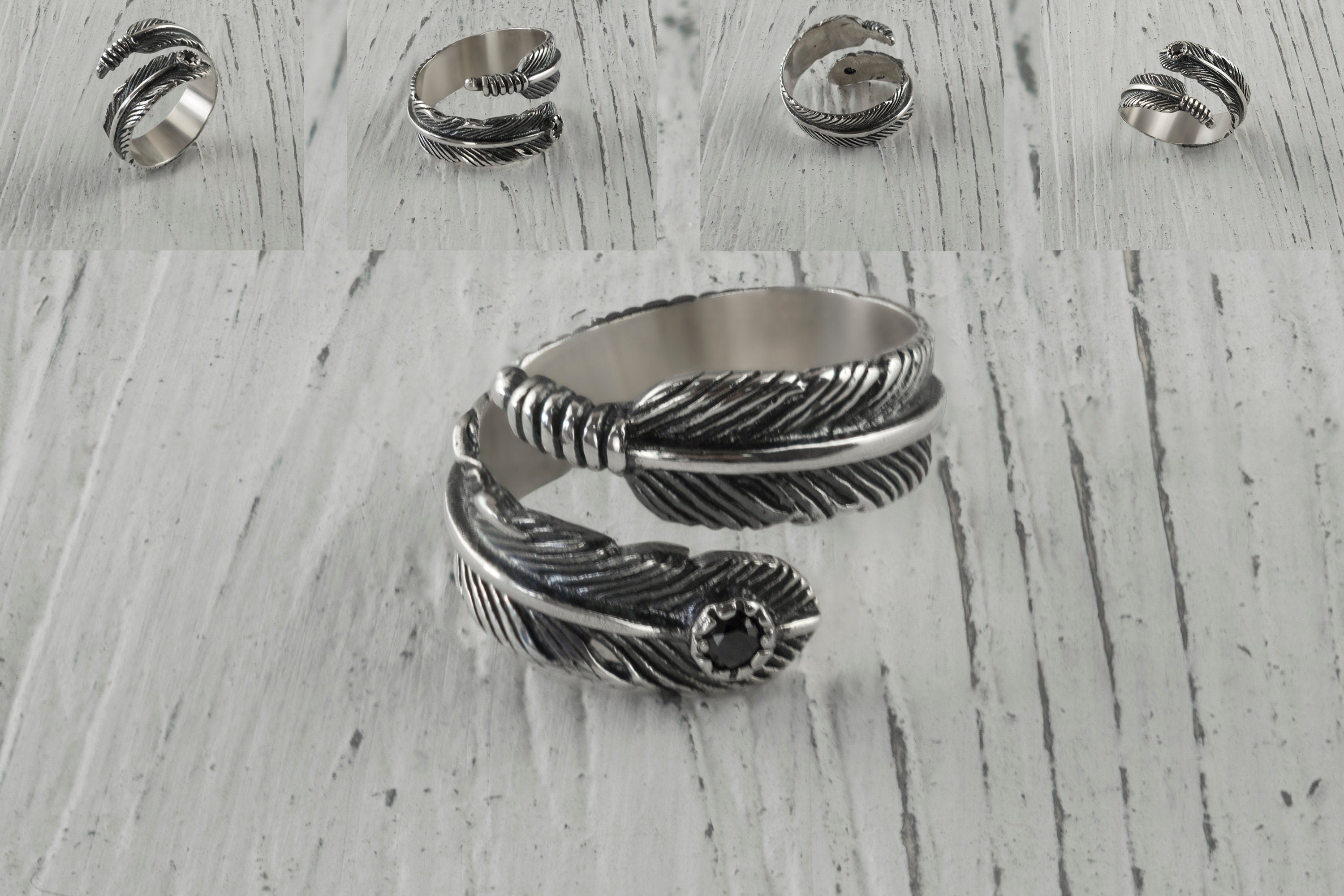 Sterling silver adjustable ring Feather ring  Everyday women's ring Casual jewelry Feather jewelry