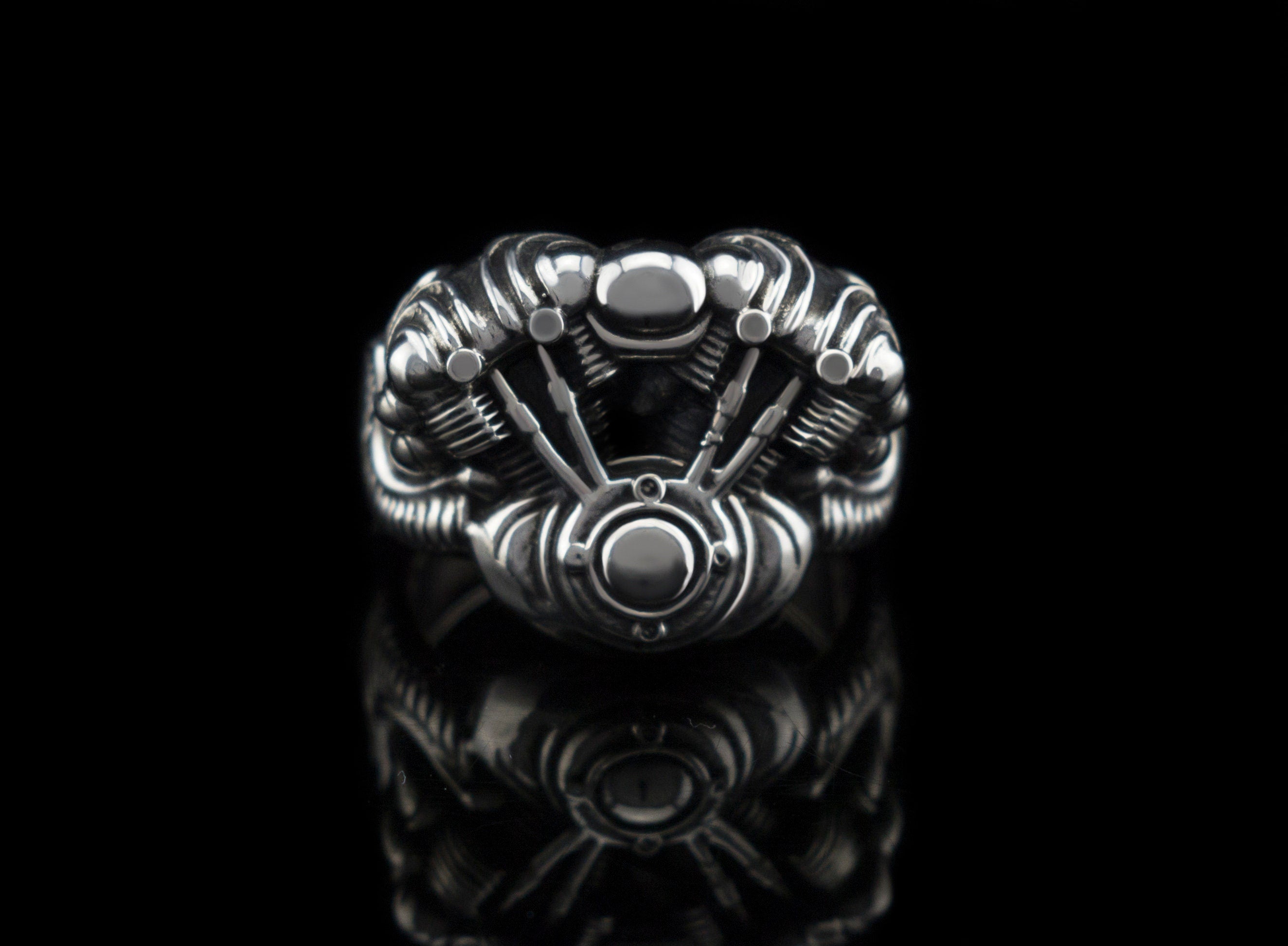 Motorcycles silver rind Biker jewelry V-twin motor ring