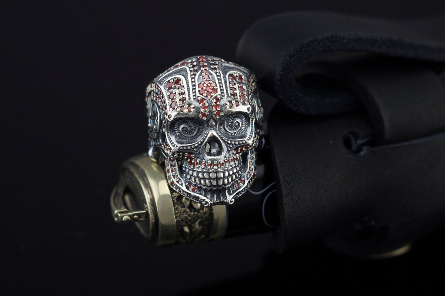 Skull ring Biker ring Mexican Biomechanical skull ring Skull jewelry Silver sterling ring 925 Mens jewelry Gothic ring Mexican skull