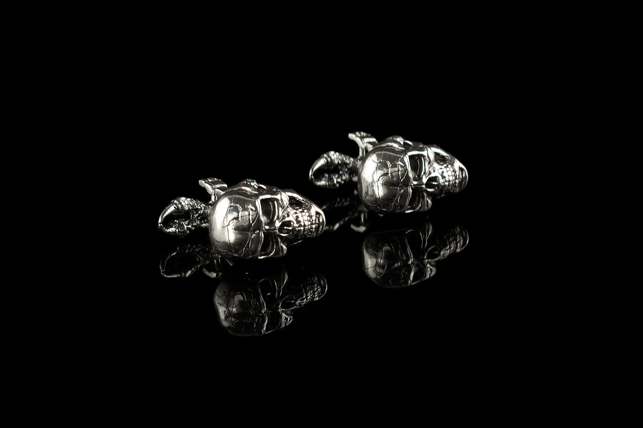 Skull cufflinks Silver skull accessories Biker jewelry Biker cufflinks  Brutal accessories