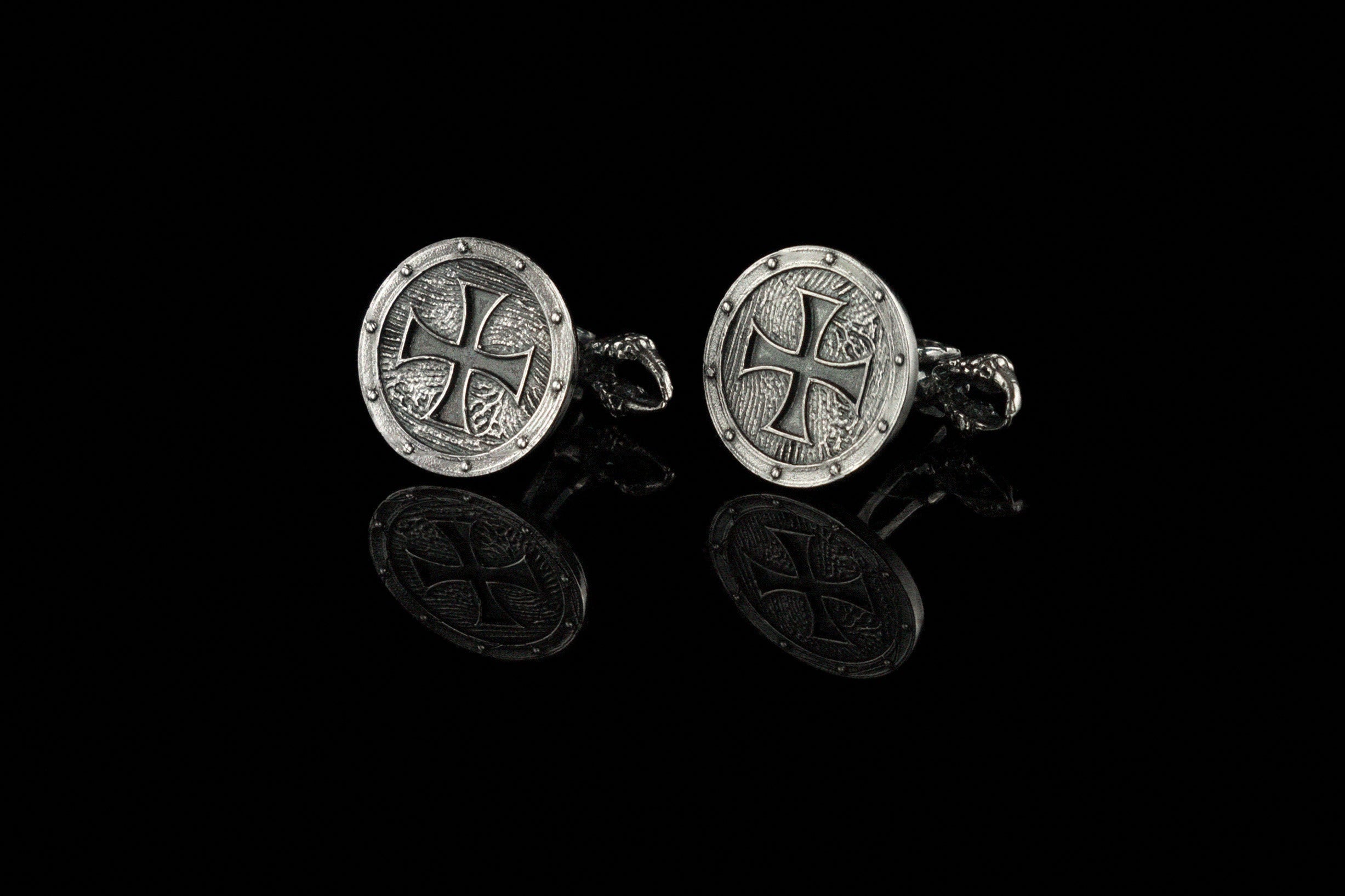 Silver cuff links Maltese cross Brutal accessories Biker cuff links Silver cufflinks