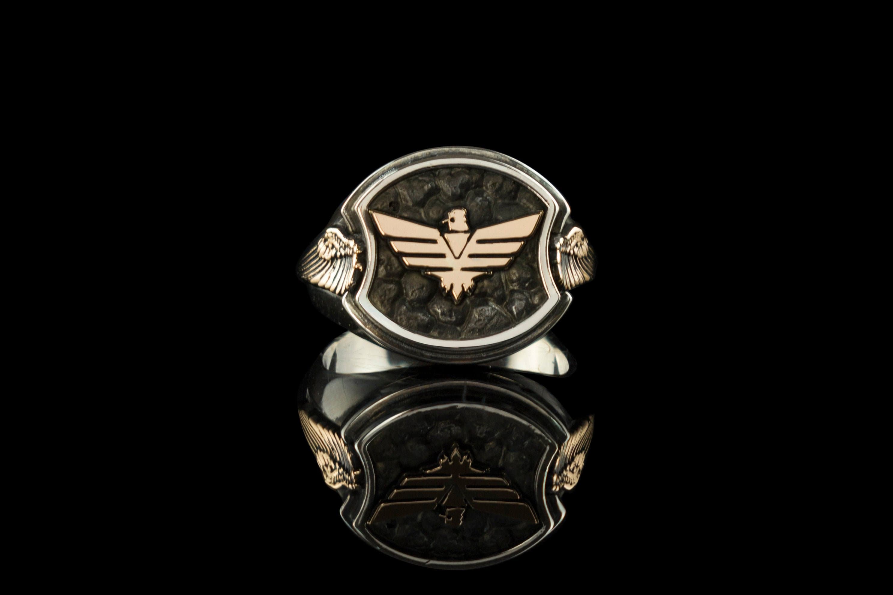 Biker ring Gold Wing ring Biker jewelry Motorcycle jewelry