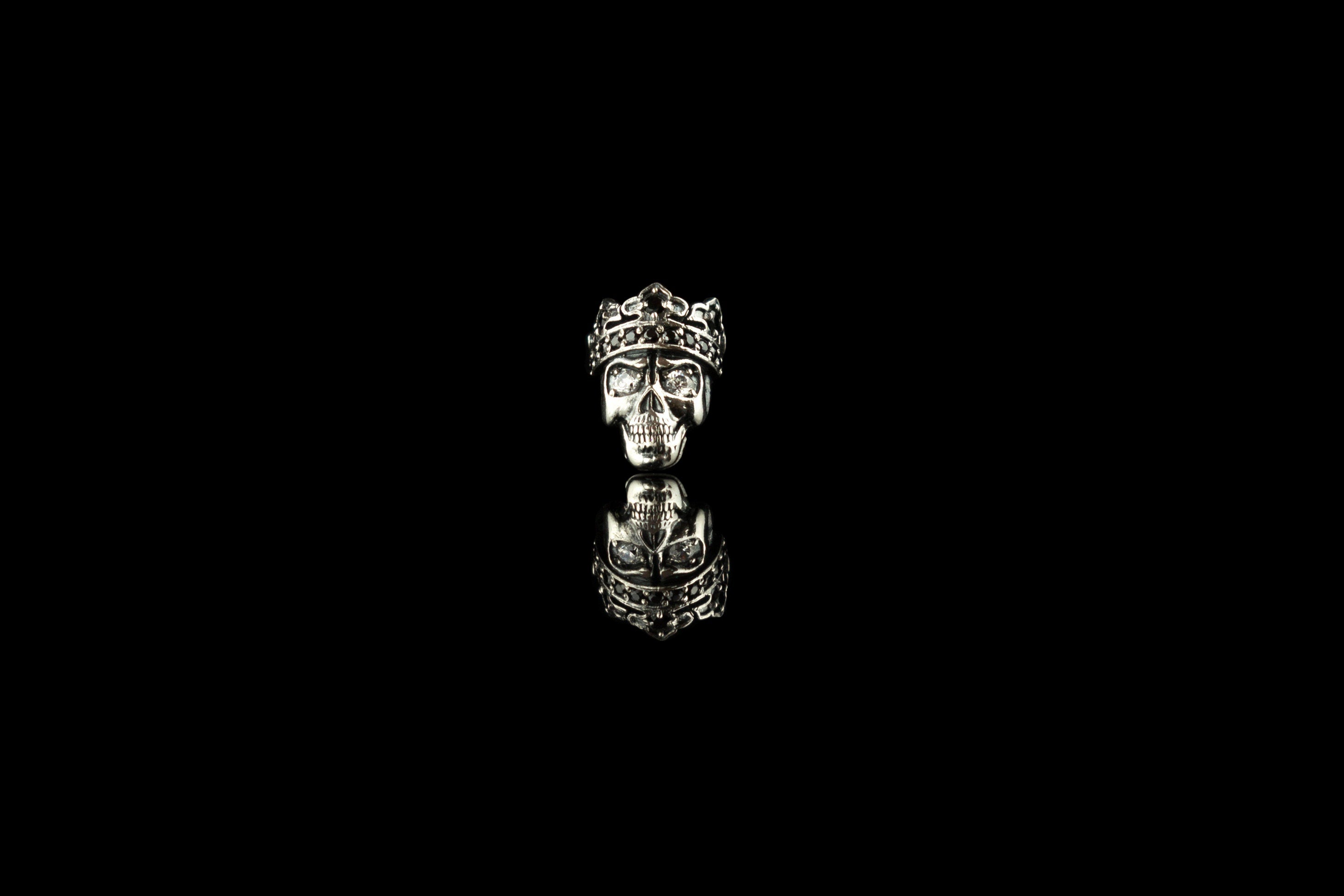 Silver skull charm Silver skull bead Skull gift for her Santa Muerte pendant Skull queen