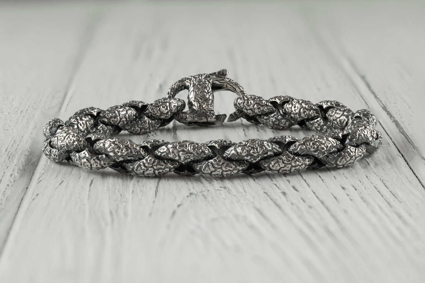 Heavy silver bracelet Brutal bracelet  Biker jewelry Anchor