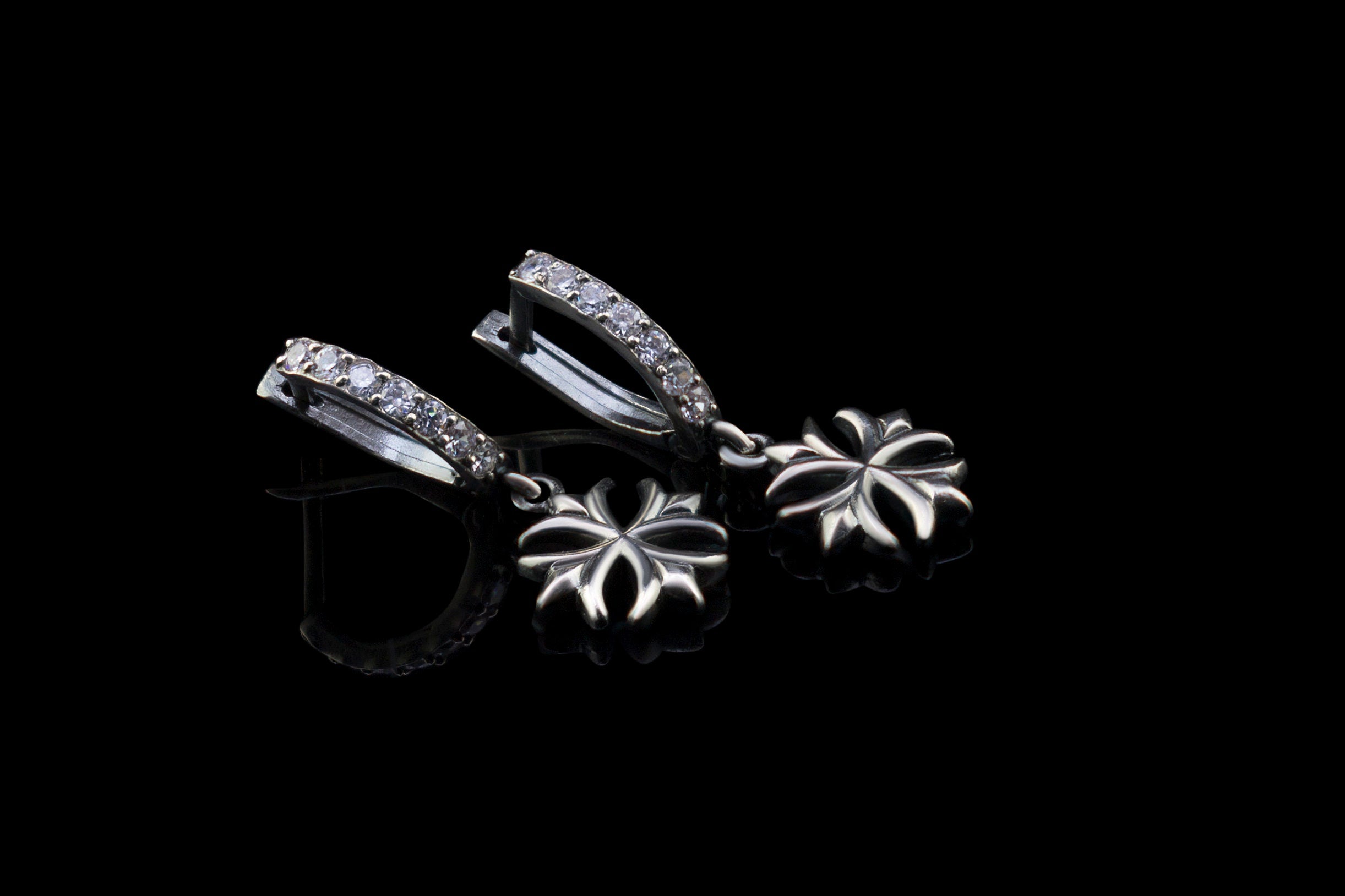 Maltese cross earrings Women goth earring Silver Maltese cross jewelry