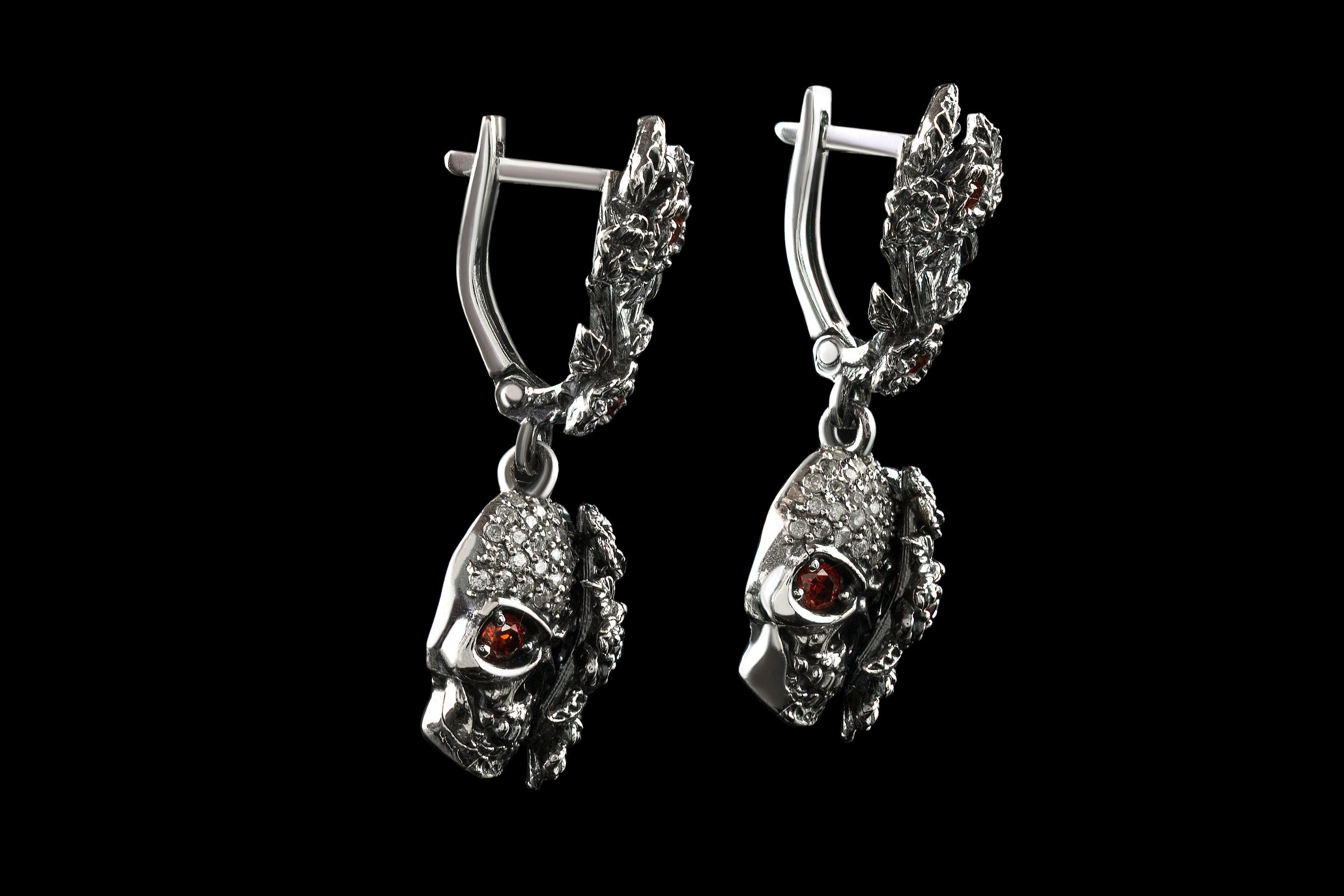 Silver skull  earrings Skull jewelry Skull gift for her Skull women jewelry