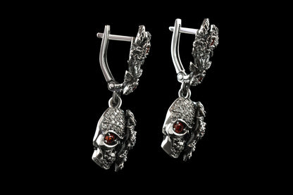 Silver skull  earrings Skull jewelry Skull gift for her Skull women jewelry