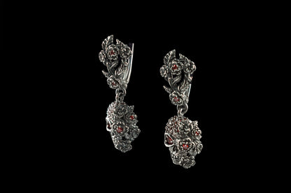Women skull earrings Skull jewelry Silver skull earrings Skull gift for her Skull women jewelry