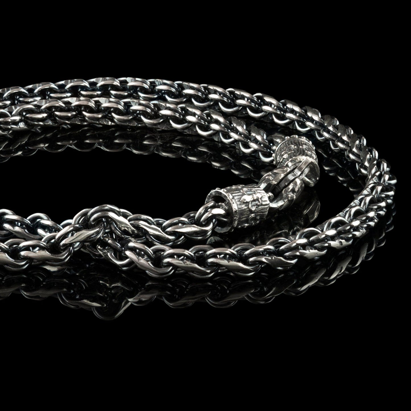 Black silver chain Silver men chain Biker jewelry Handmade silver chain